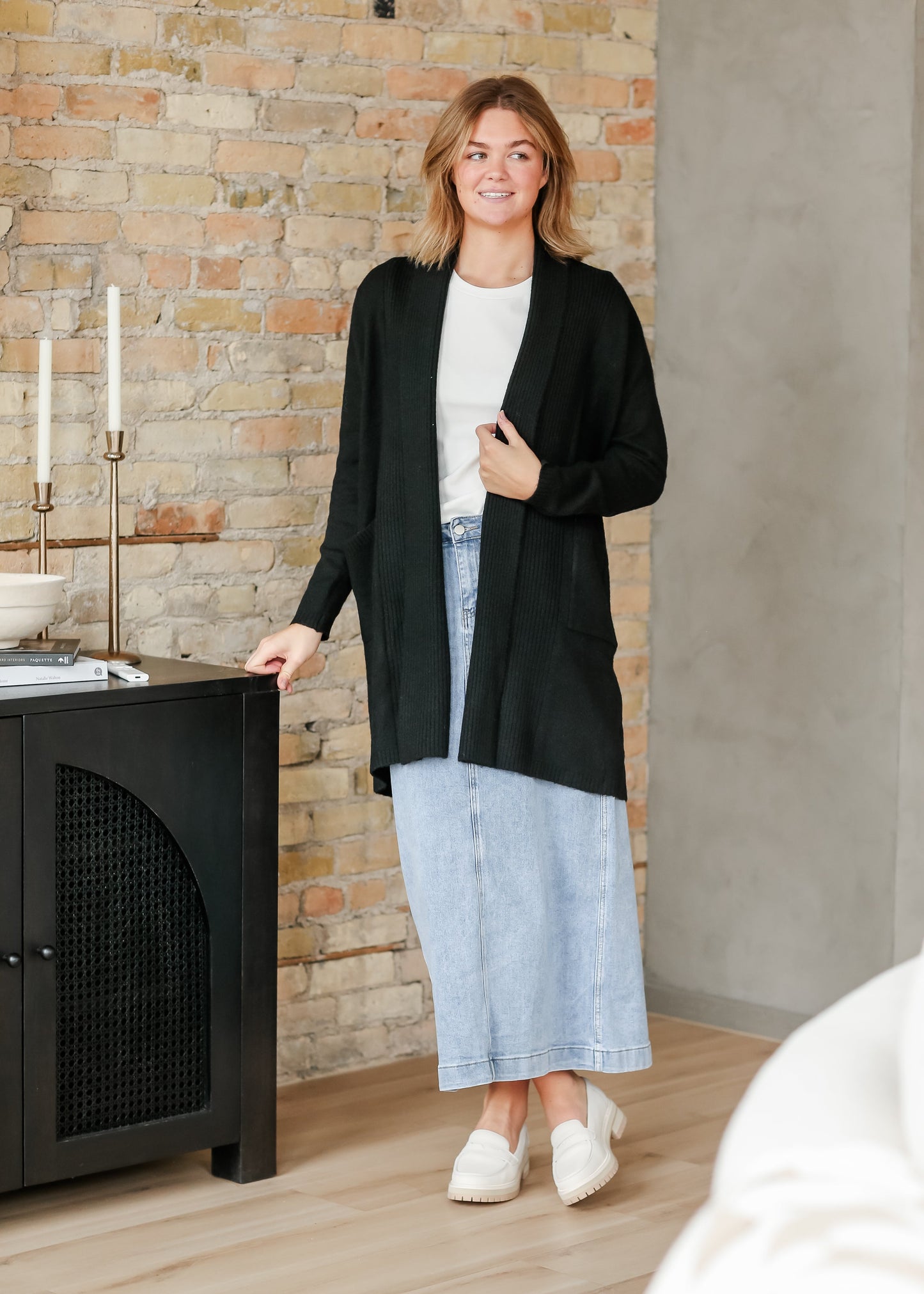 Corinne Black Open Front Cardigan - FINAL SALE