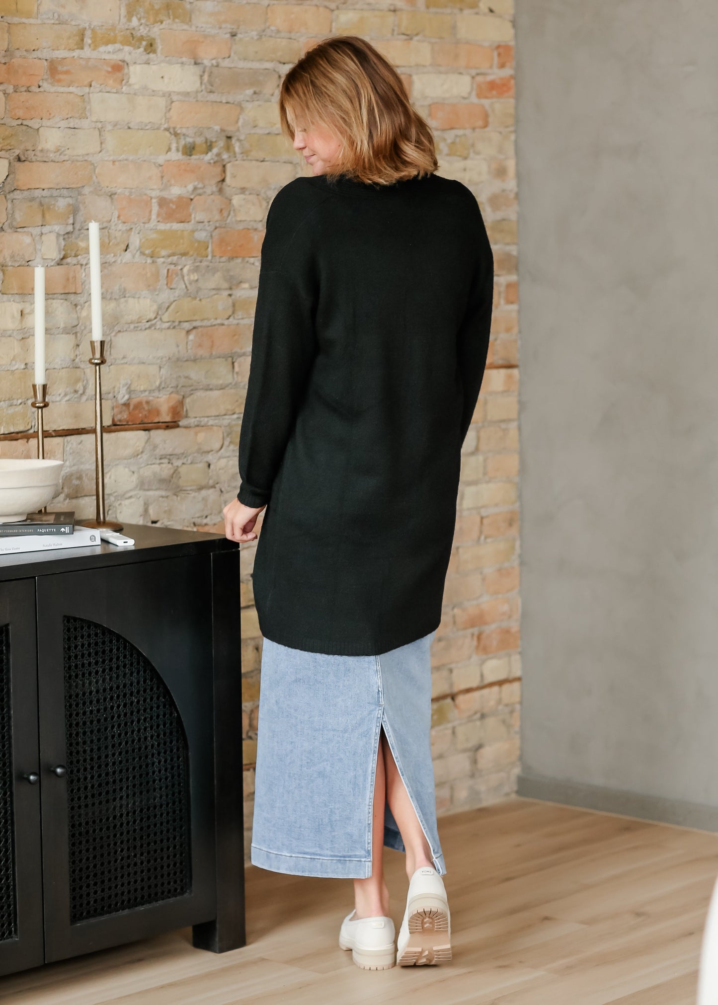 Corinne Black Open Front Cardigan - FINAL SALE