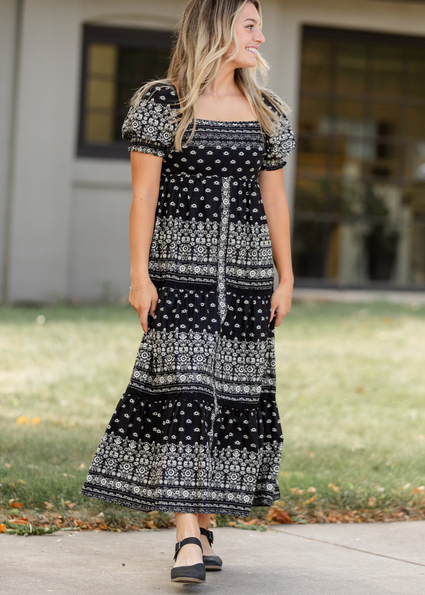 Cotton Black Floral Maxi Dress - FINAL SALE
