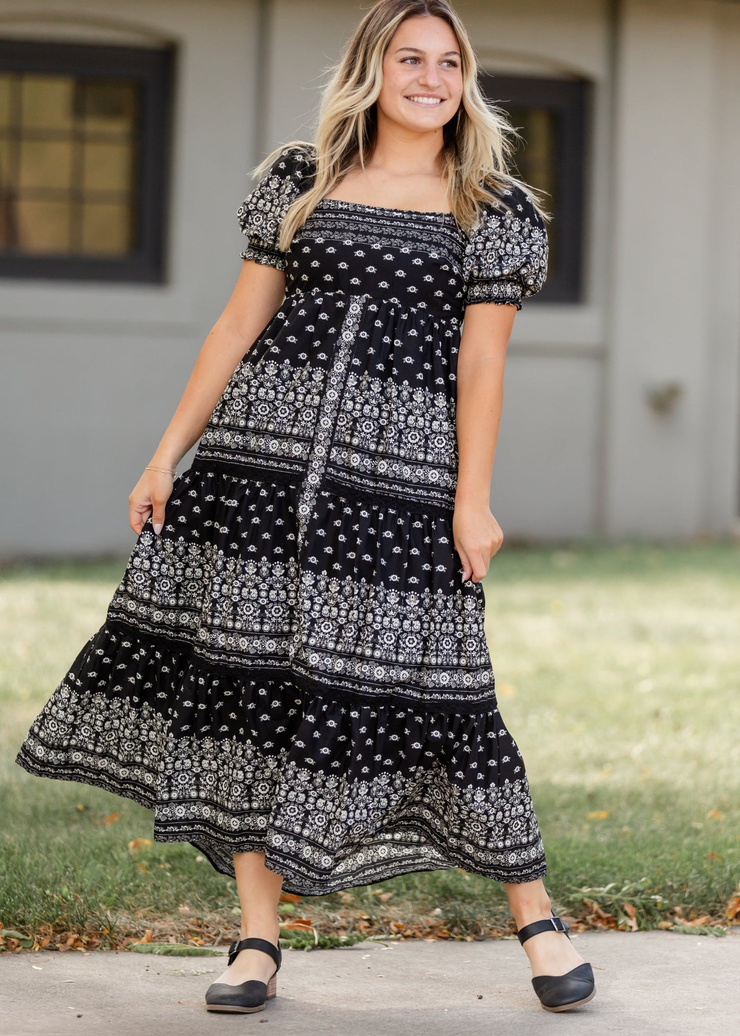 Cotton Black Floral Maxi Dress - FINAL SALE