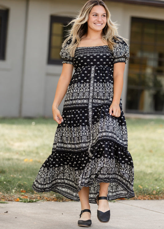 Cotton Black Floral Maxi Dress - FINAL SALE