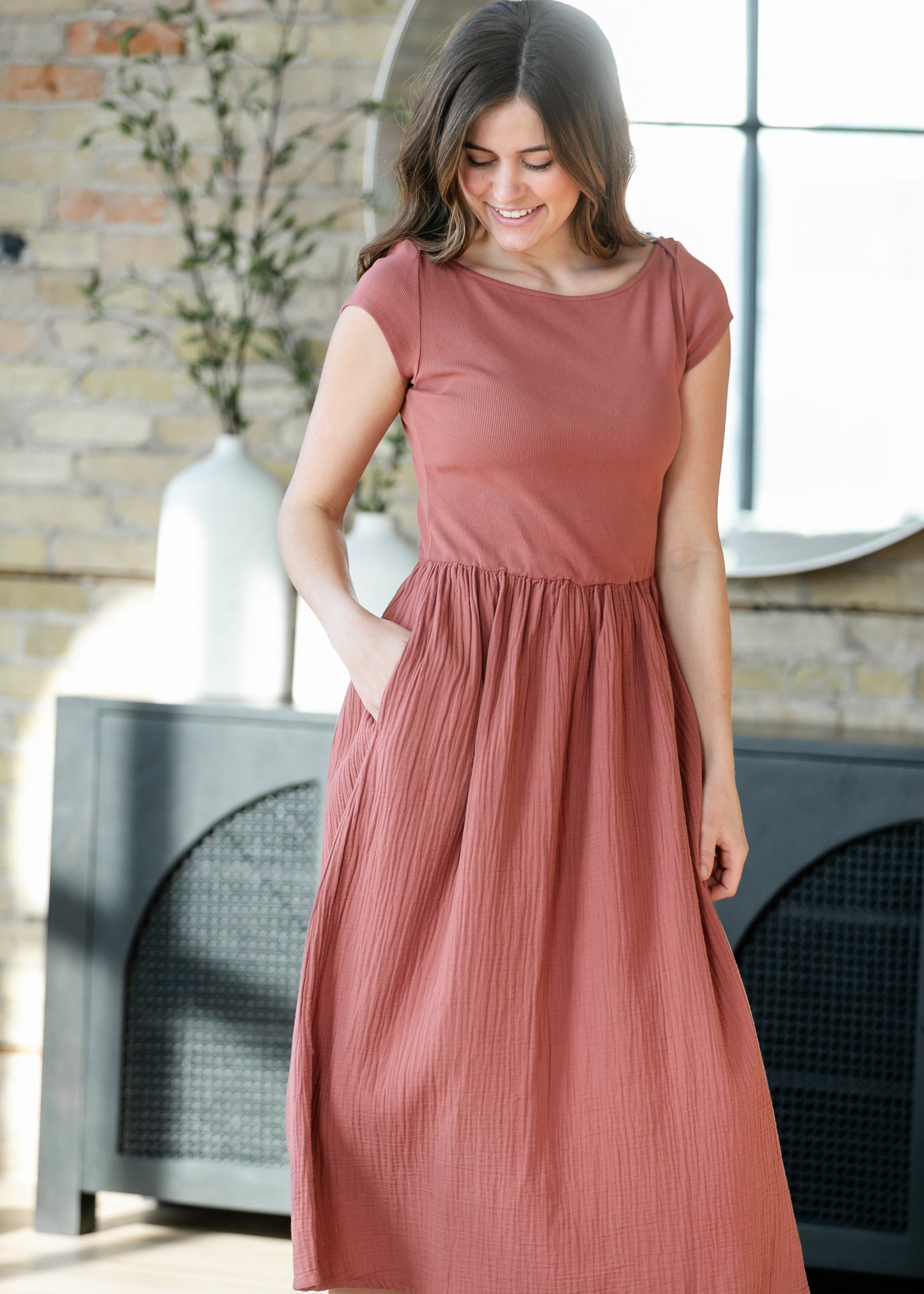 Cotton Boatneck Maxi Dress