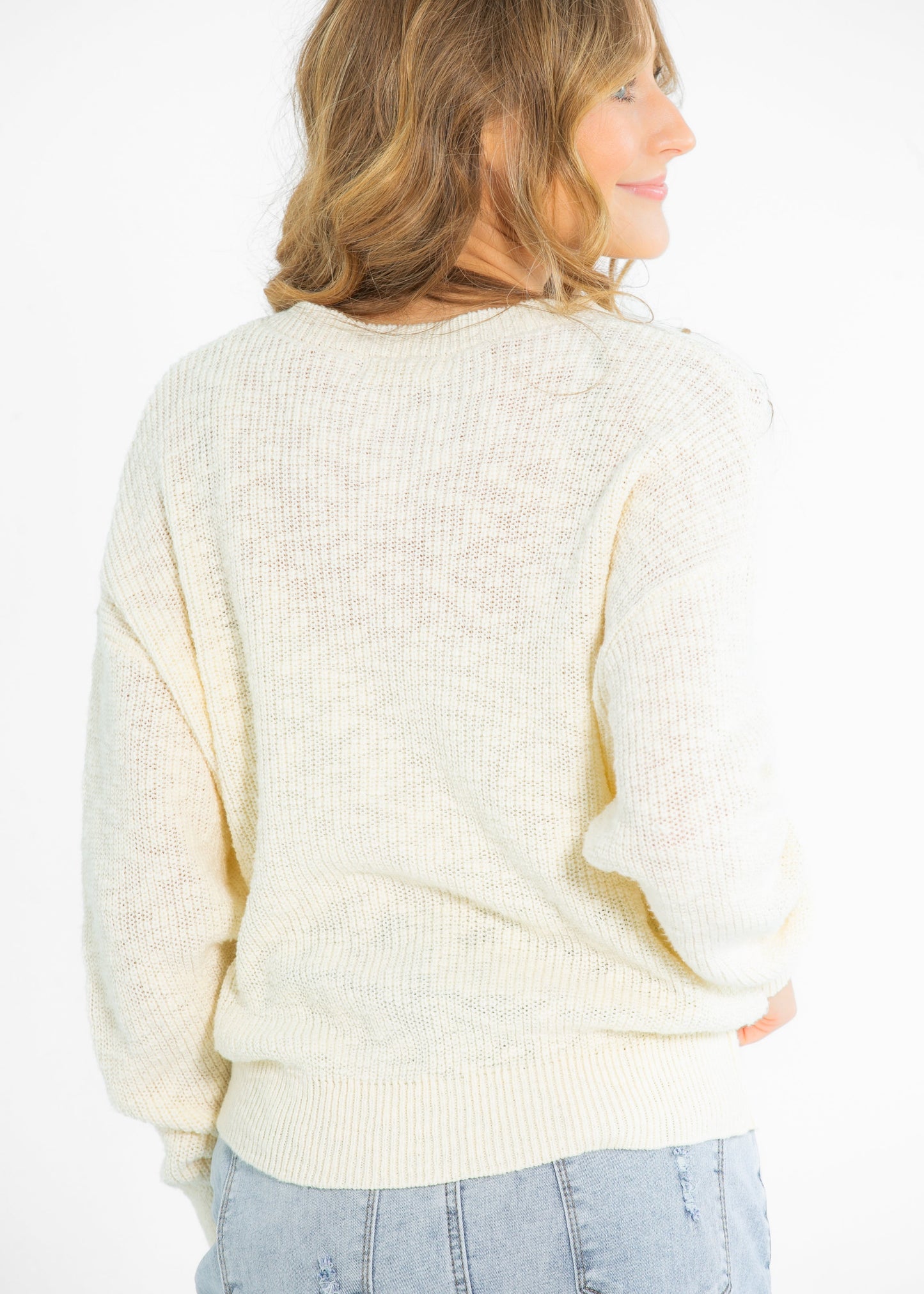 Cotton Quarter Button Knit Sweater - FINAL SALE