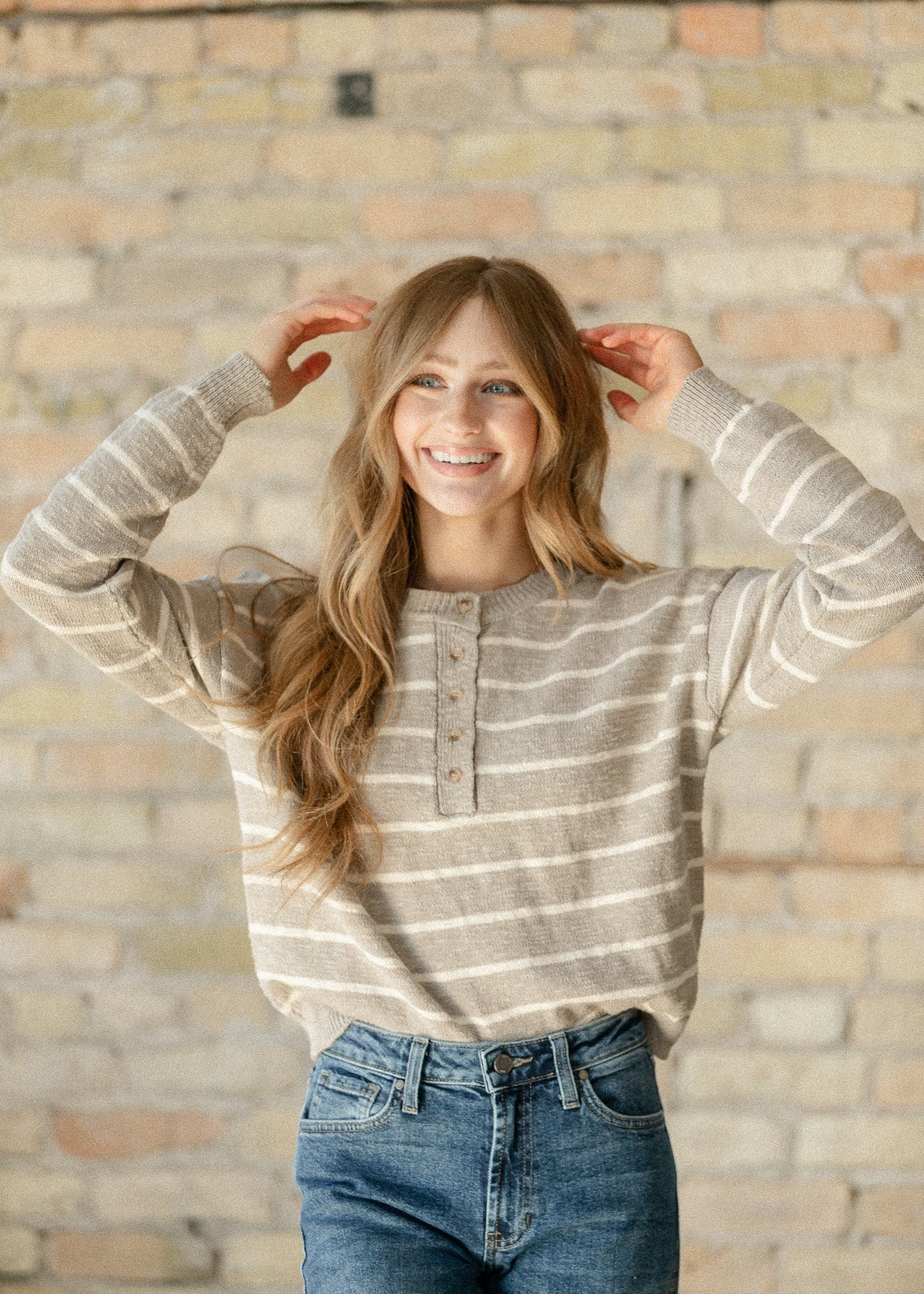 Cotton Quarter Button Slub Sweater