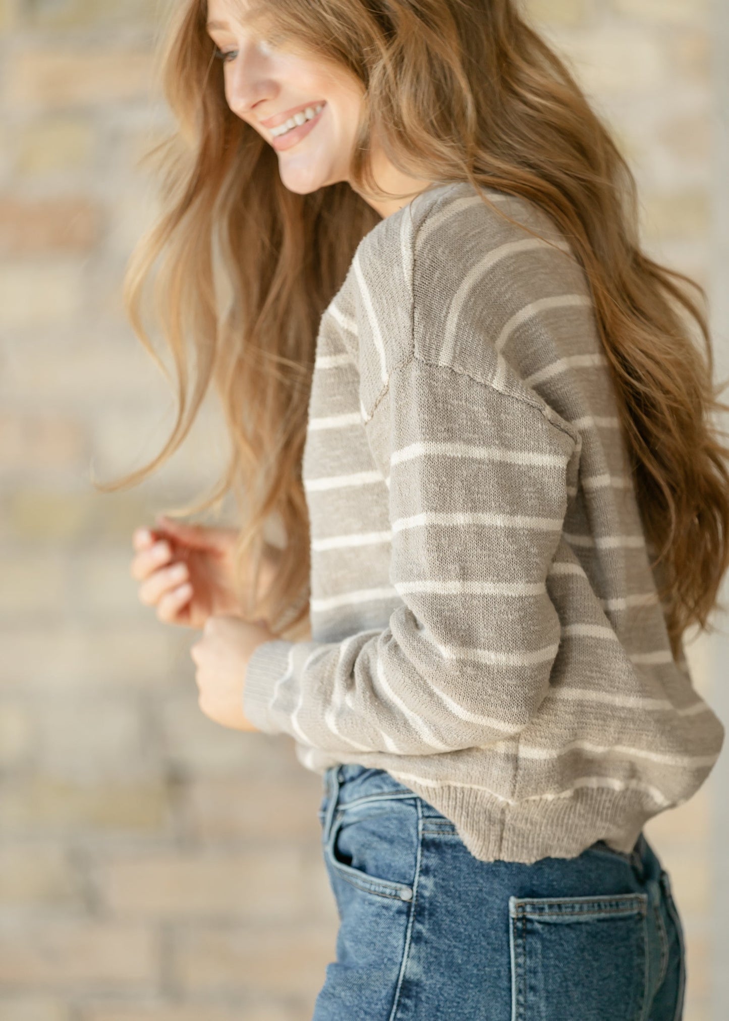 Cotton Quarter Button Slub Sweater