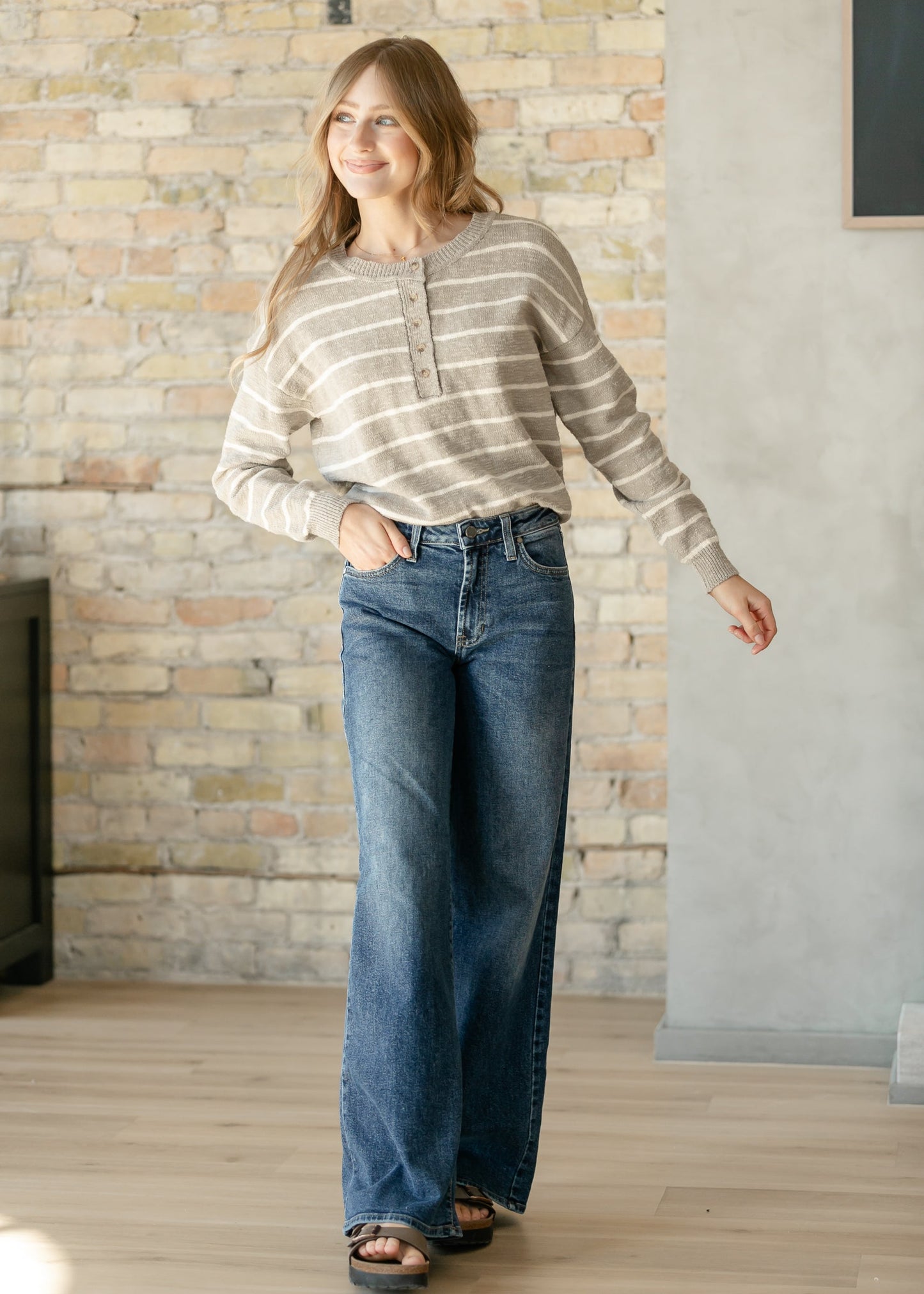 Cotton Quarter Button Slub Sweater