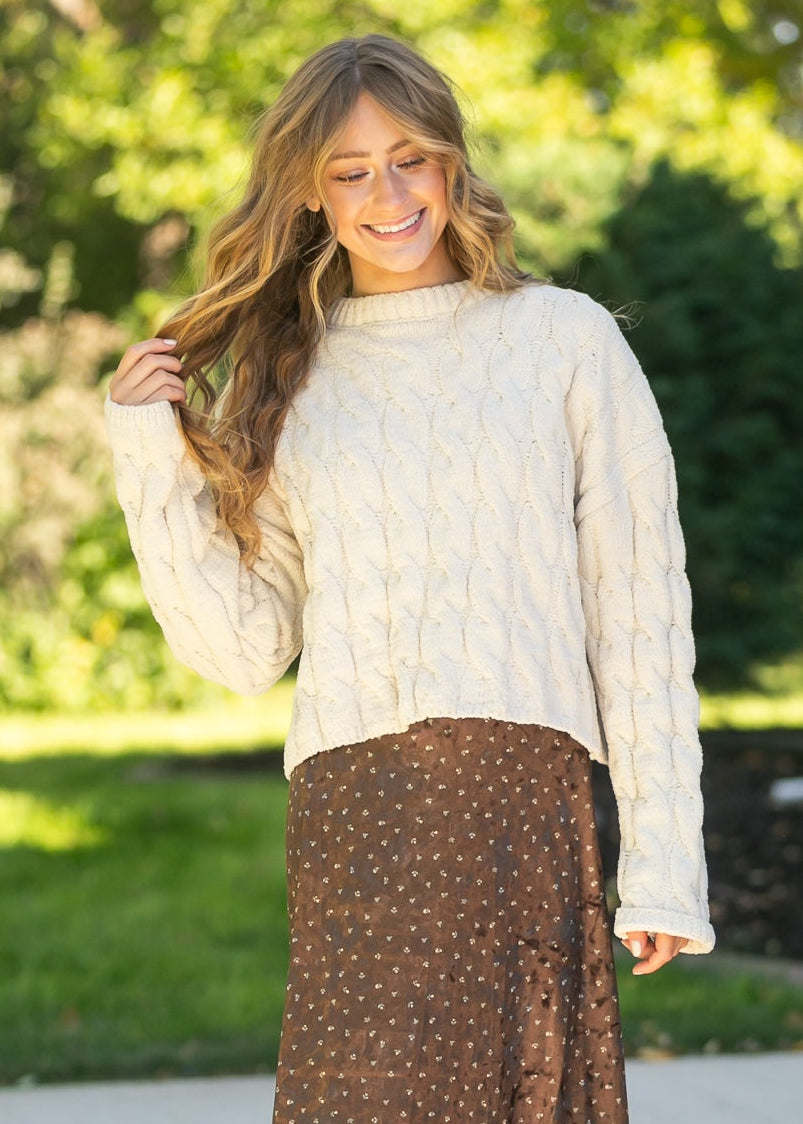 Cream Cable Knit Sweater