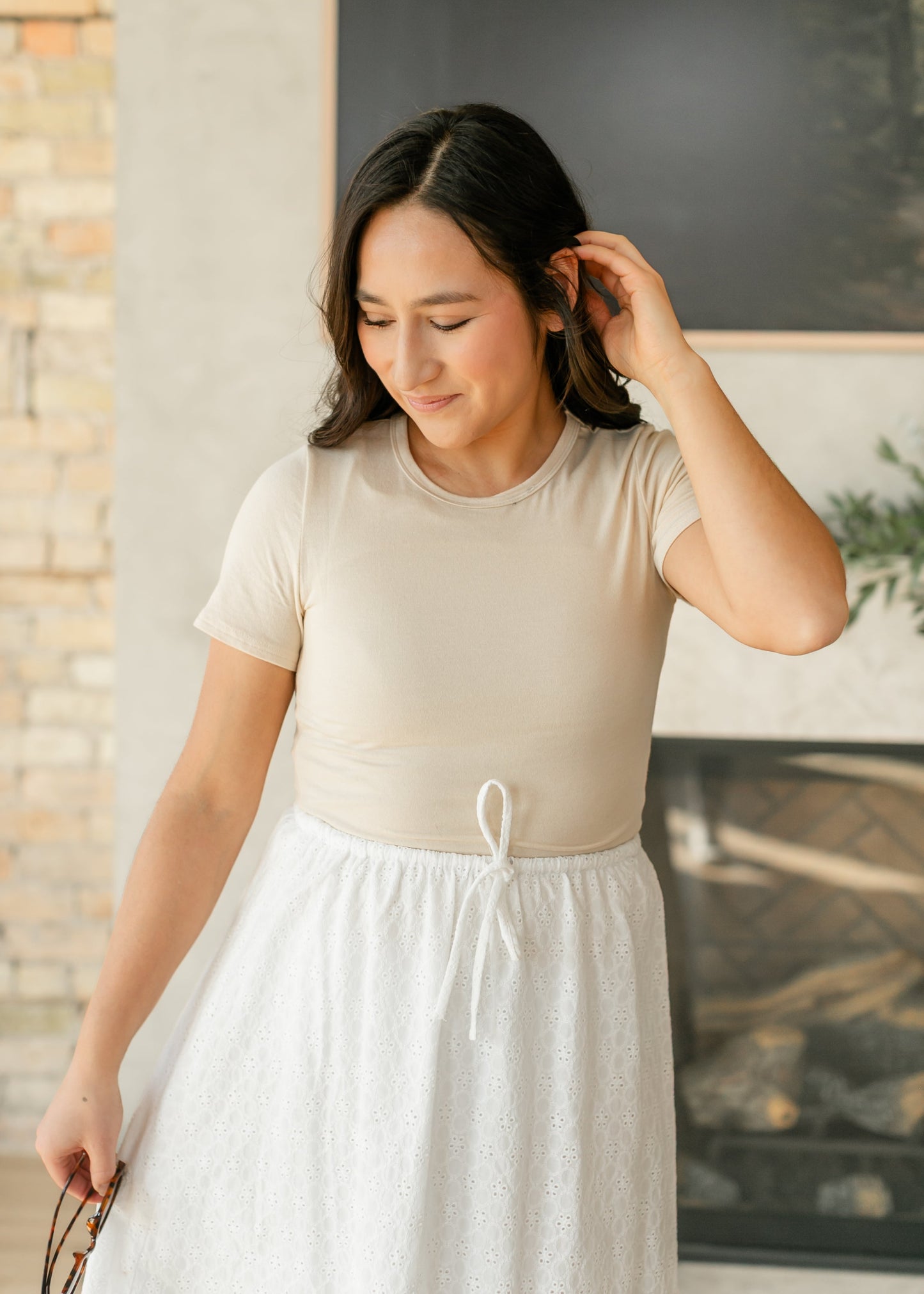Cream Short Sleeve Knit Tee - FINAL SALE