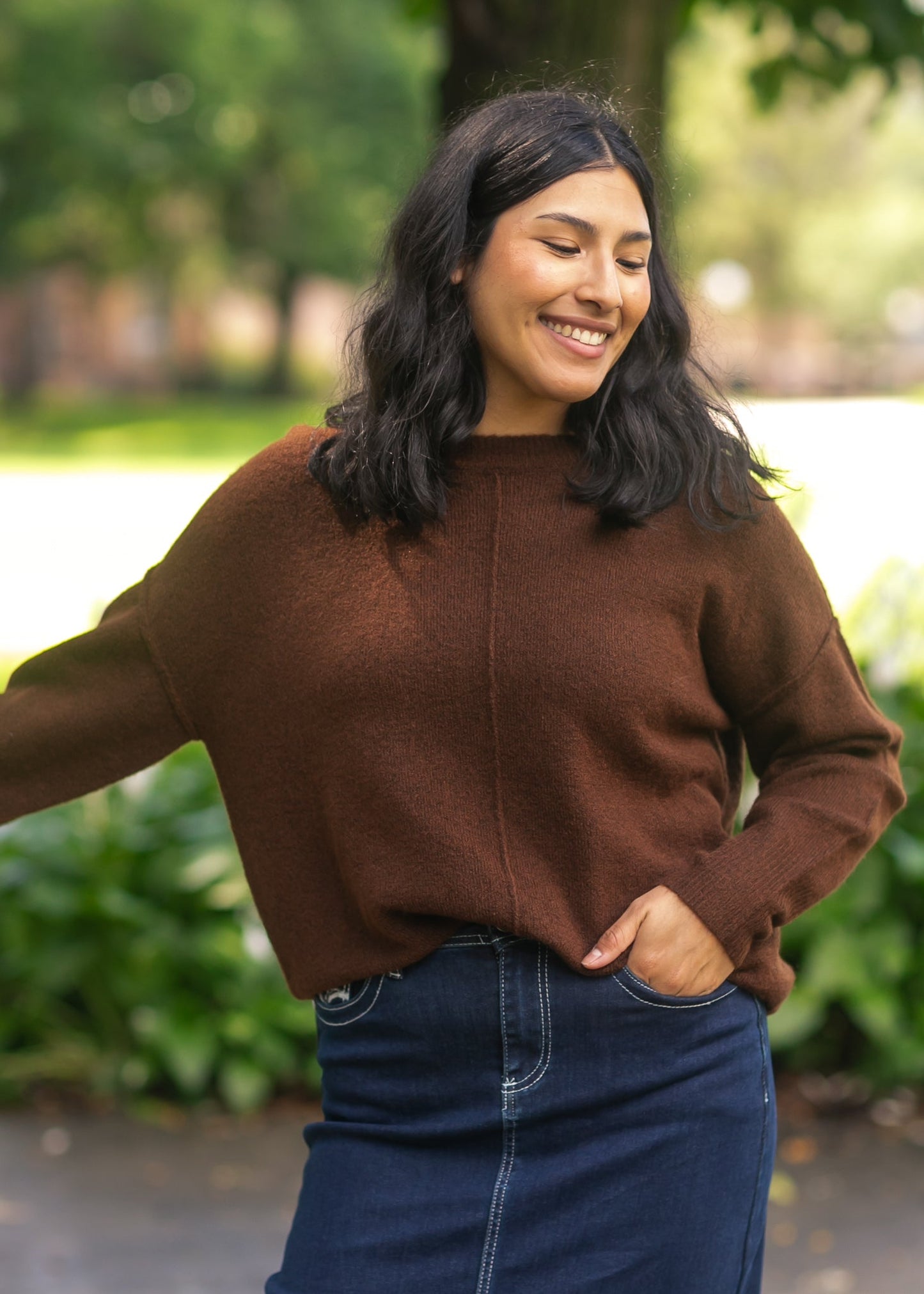 Crewneck Front Seam Knit Sweater - FINAL SALE