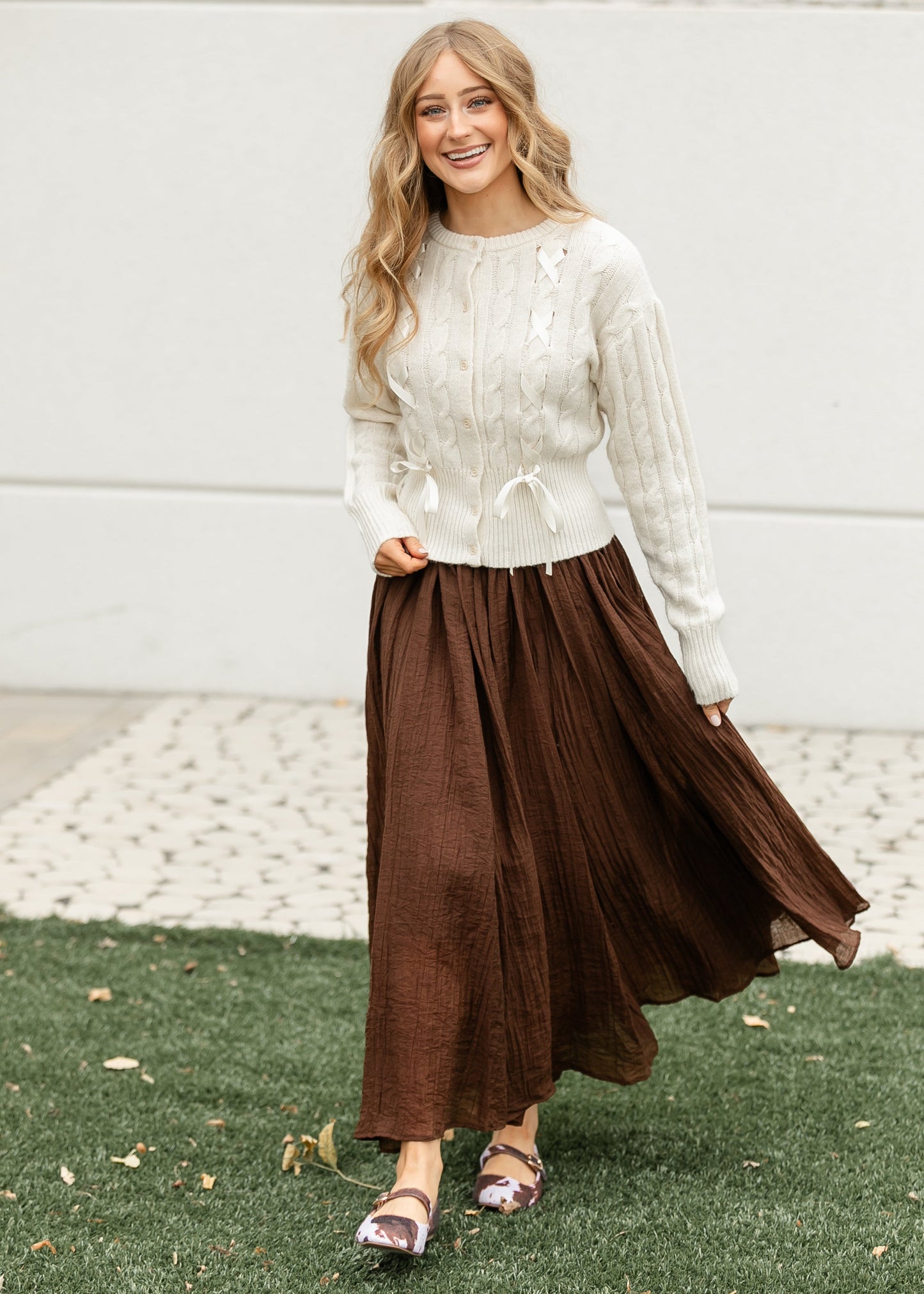 Crinkle Woven Maxi Skirt