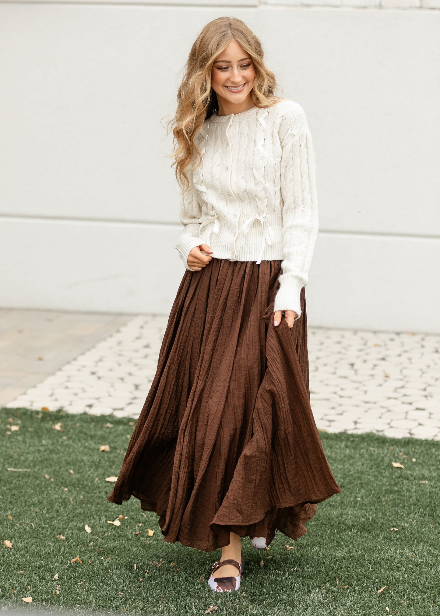 Crinkle Woven Maxi Skirt