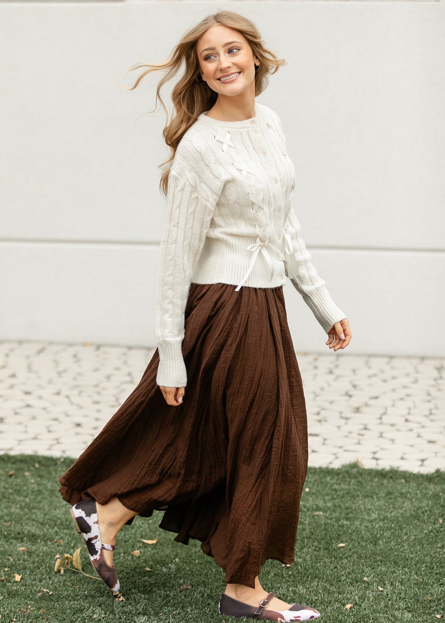 Crinkle Woven Maxi Skirt