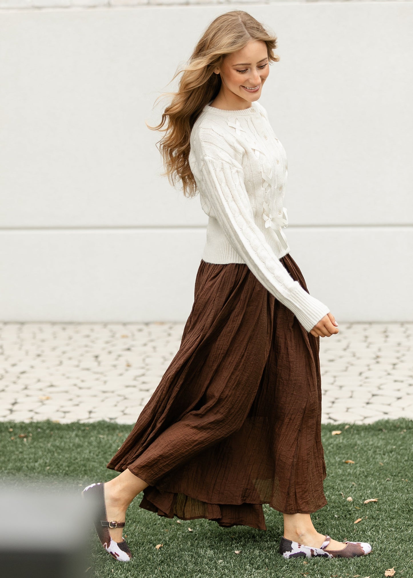 Crinkle Woven Maxi Skirt