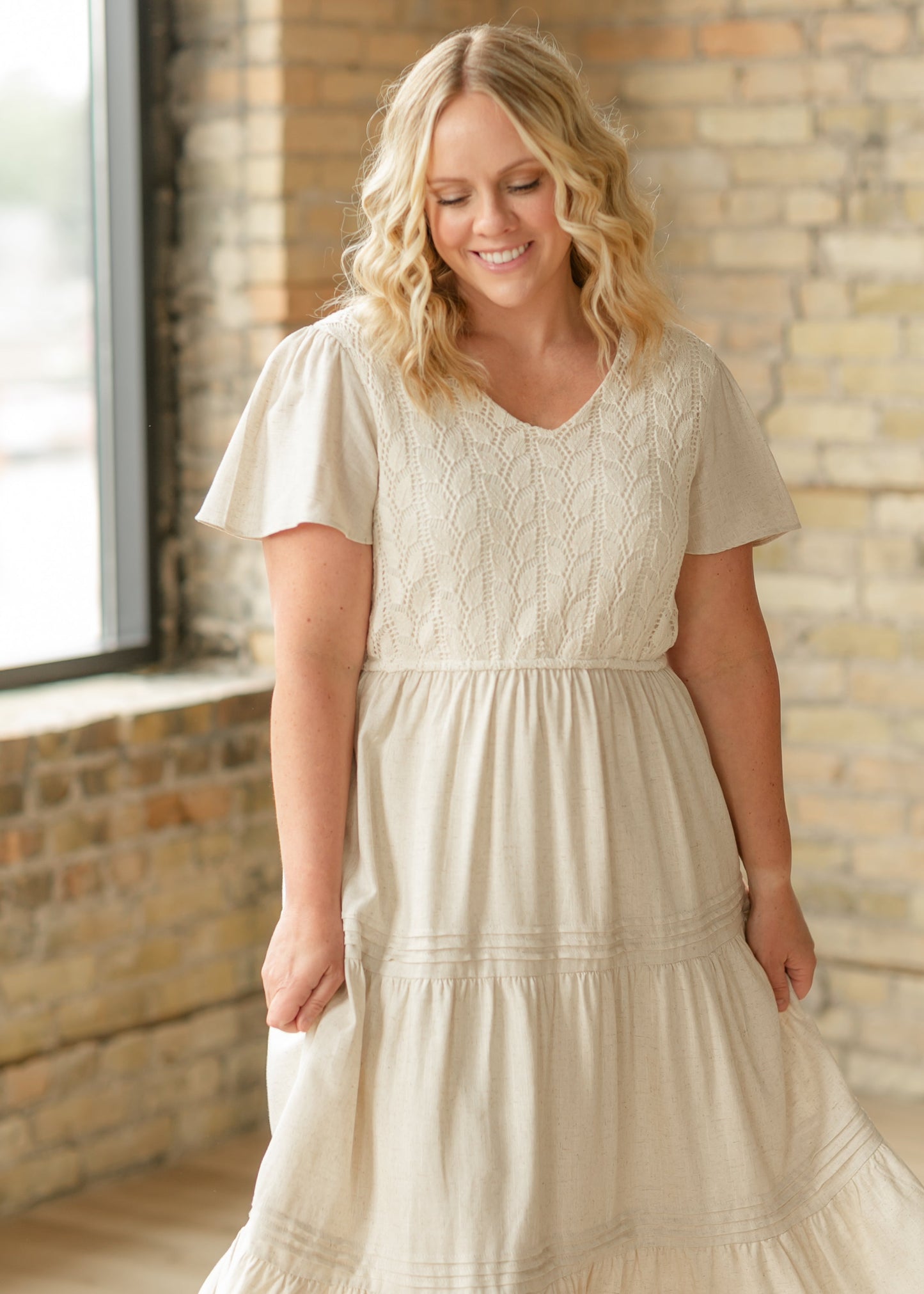 Crochet Detail V-Neck Maxi Dress - FINAL SALE