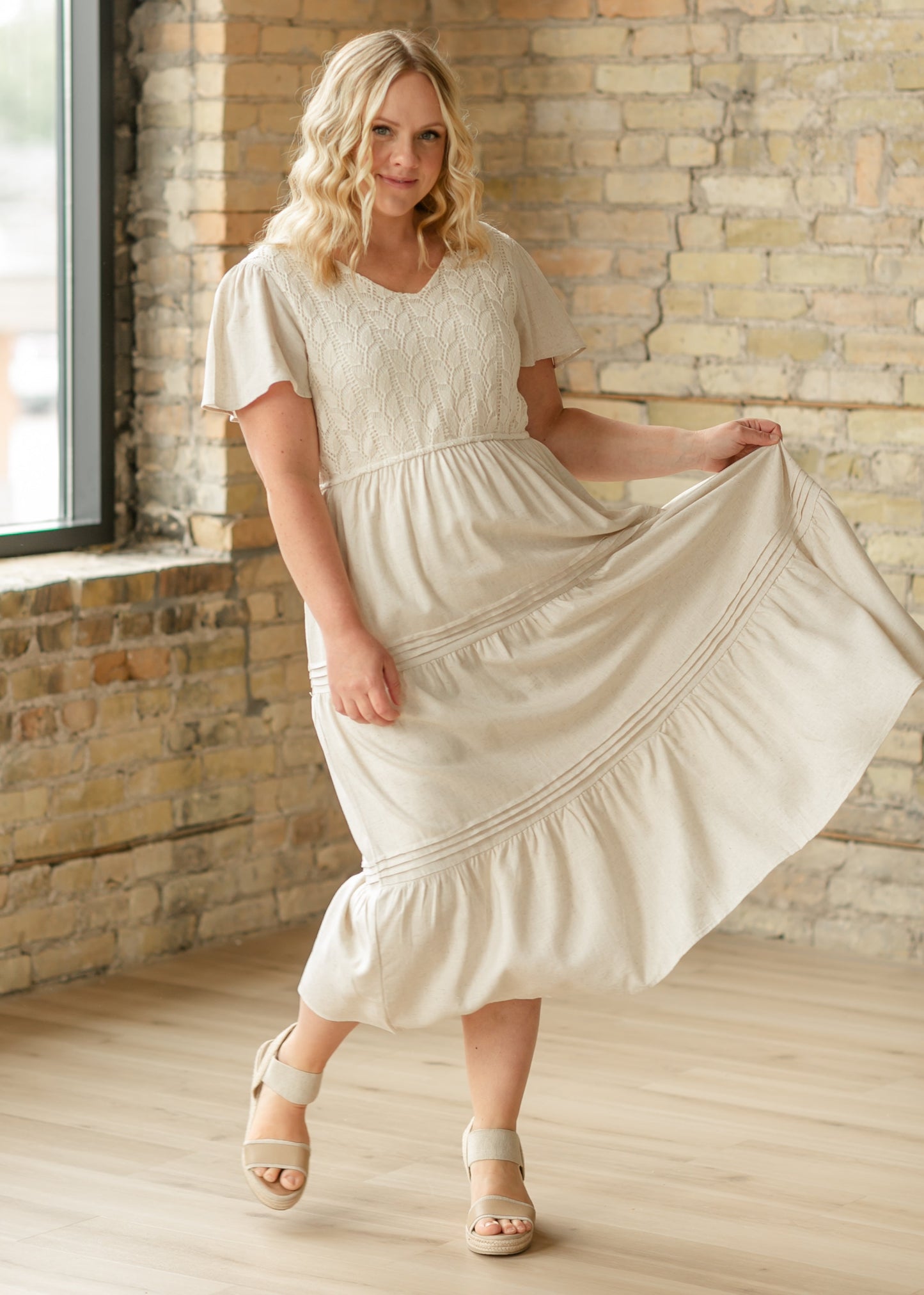 Crochet Detail V-Neck Maxi Dress - FINAL SALE