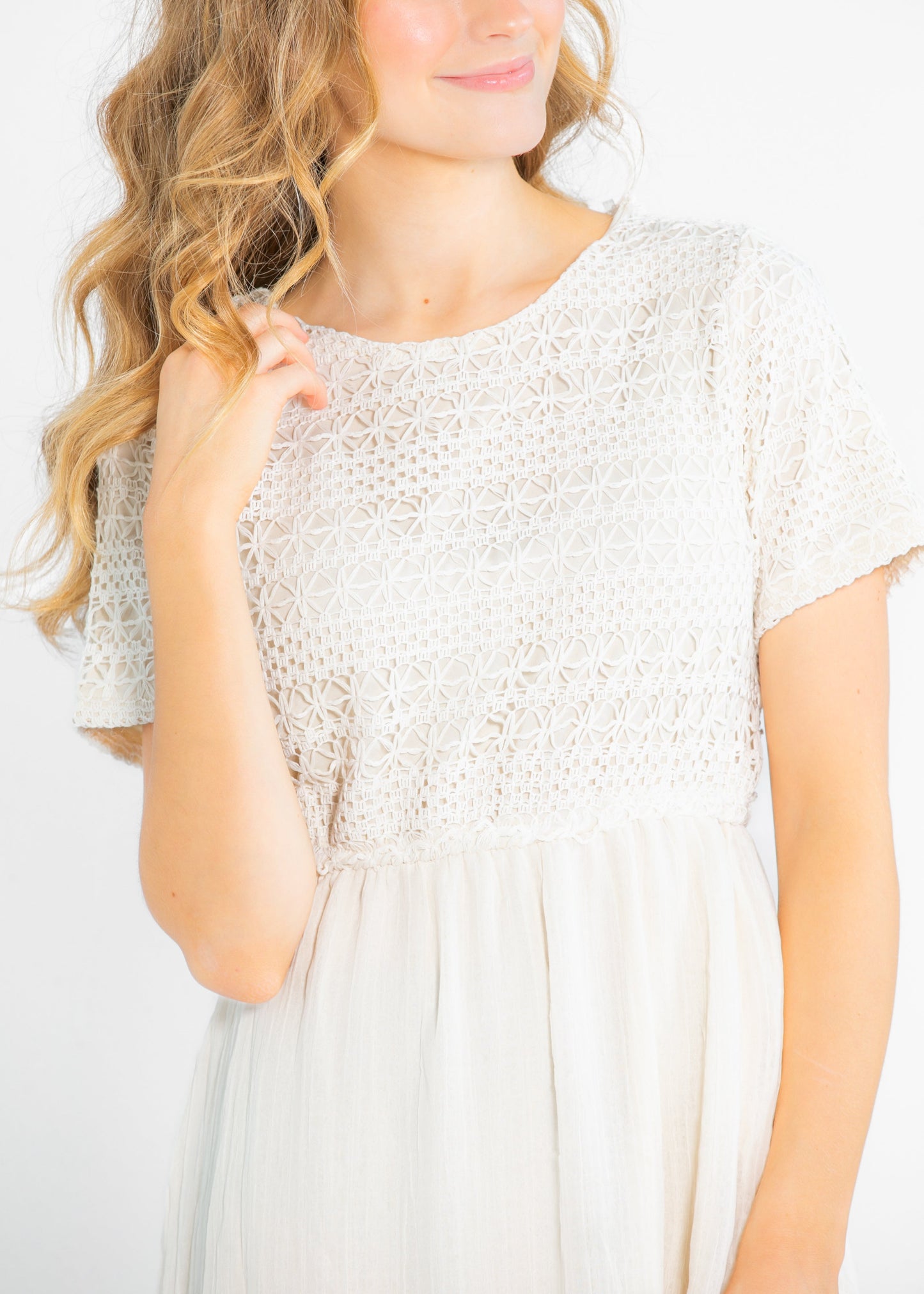 Crochet Mix Cream Maxi Dress - FINAL SALE