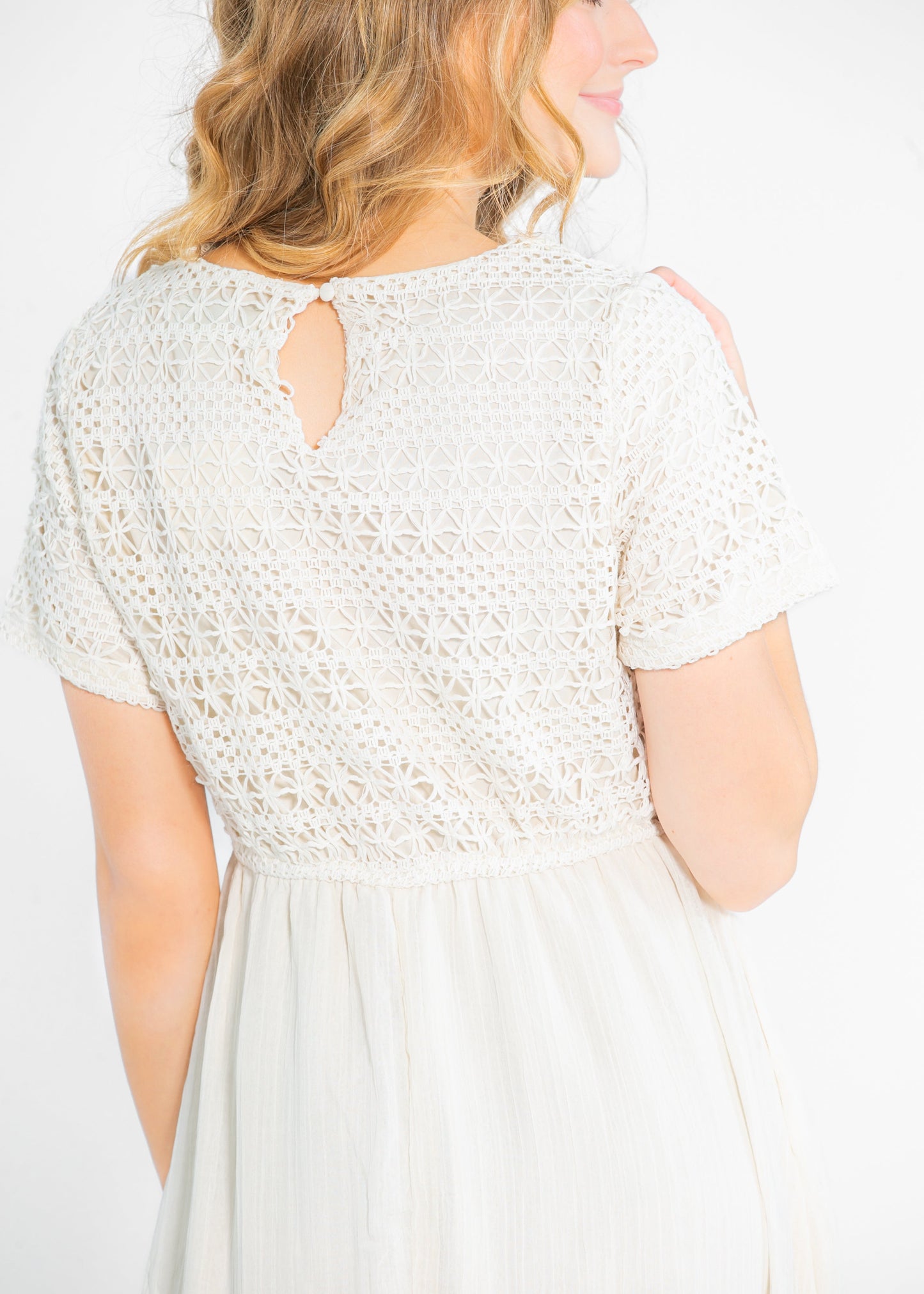 Crochet Mix Cream Maxi Dress - FINAL SALE