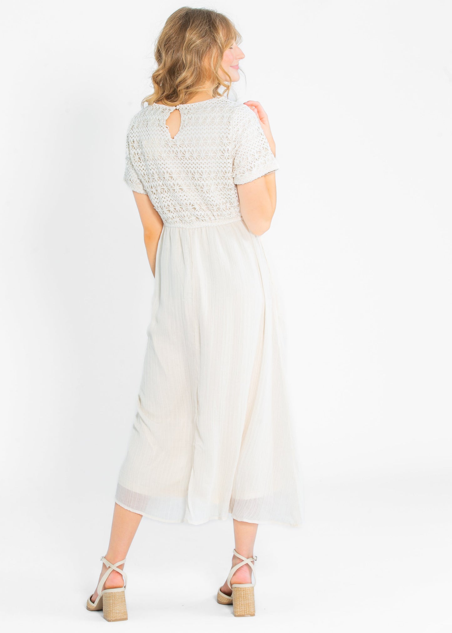 Crochet Mix Cream Maxi Dress - FINAL SALE