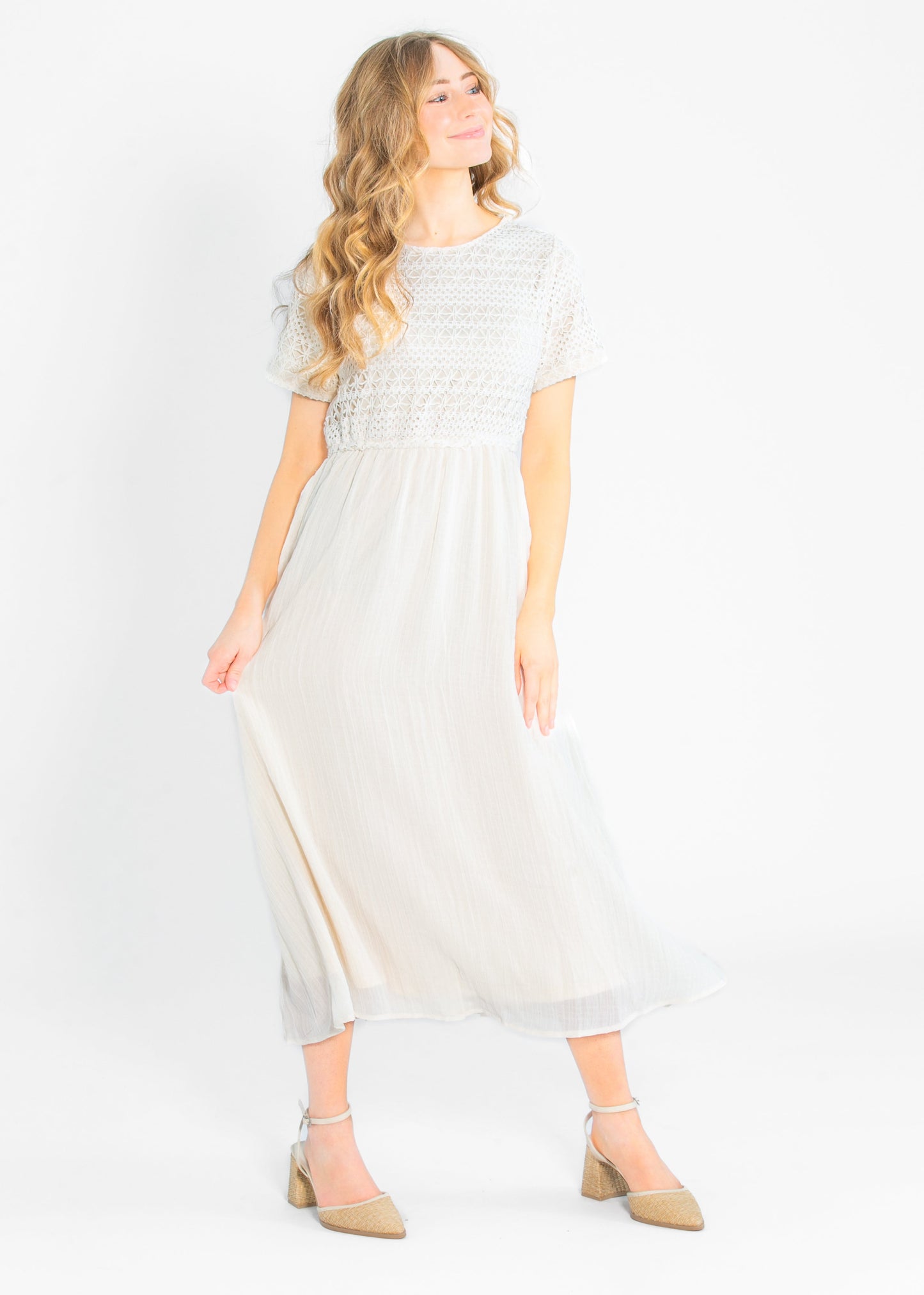 Crochet Mix Cream Maxi Dress - FINAL SALE