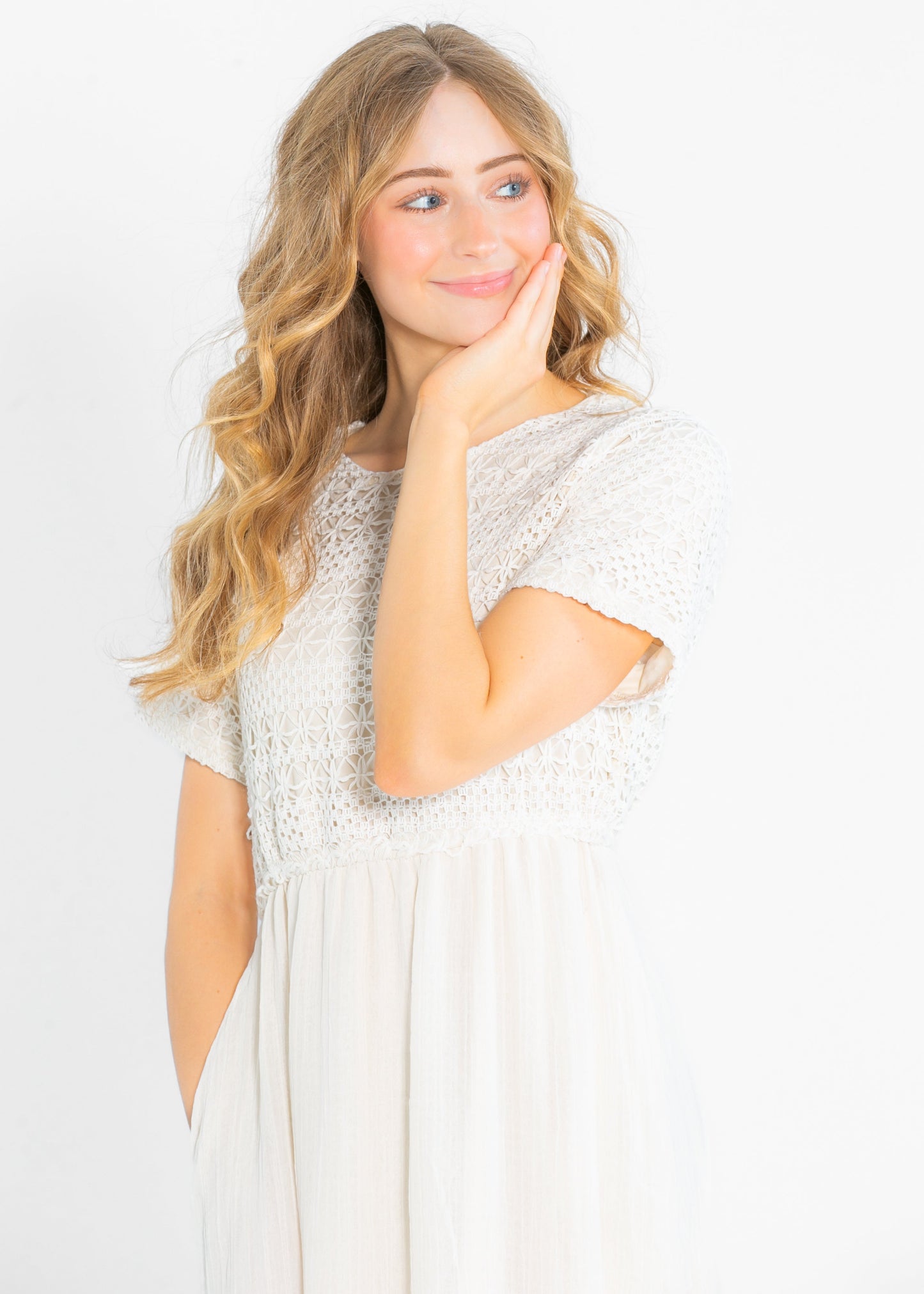 Crochet Mix Cream Maxi Dress - FINAL SALE