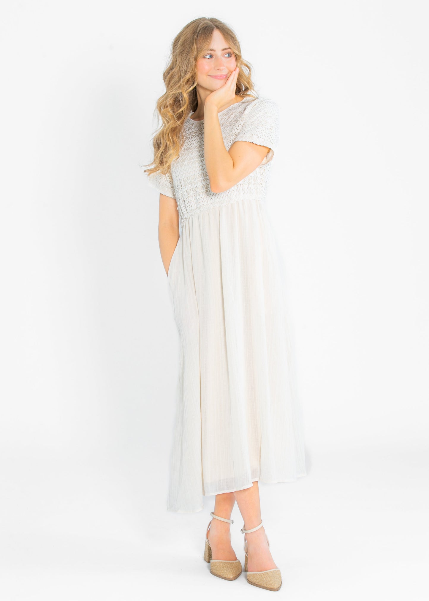 Crochet Mix Cream Maxi Dress - FINAL SALE