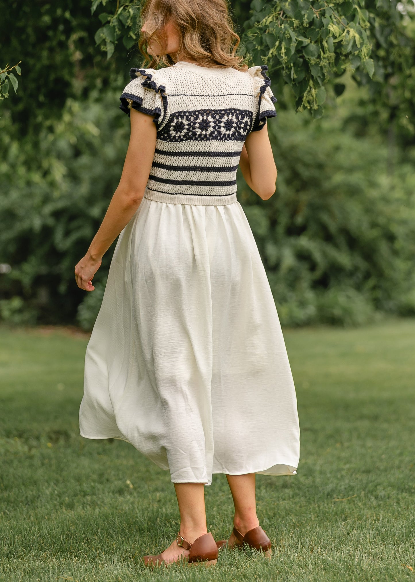 Crochet Short Sleeve Midi Dress