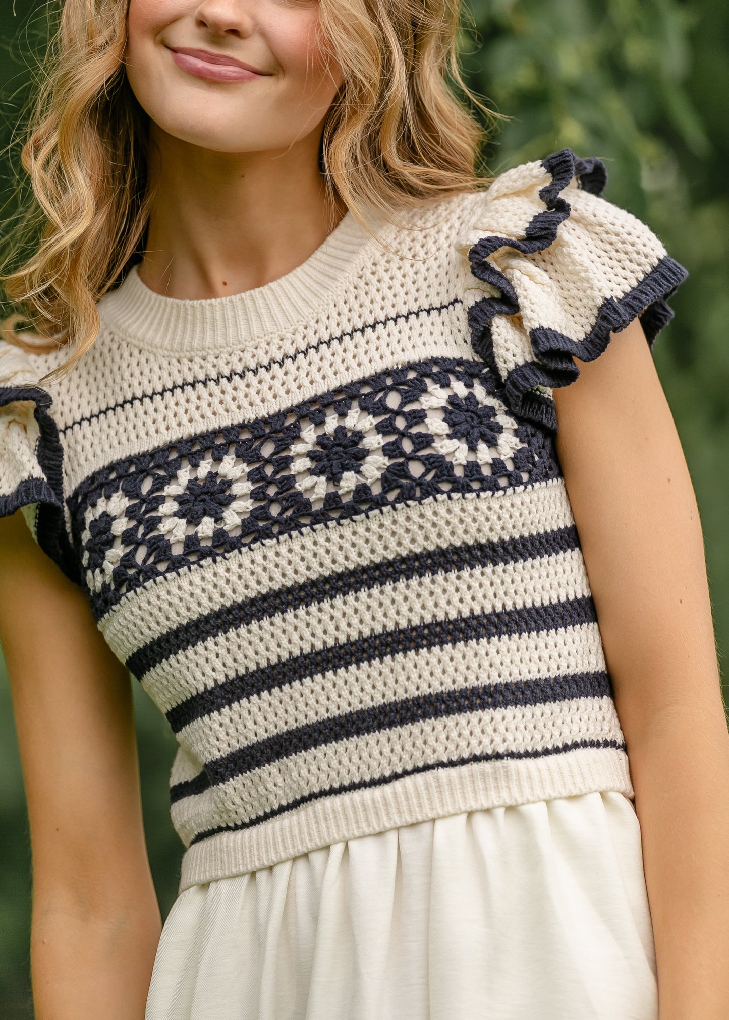 Crochet Short Sleeve Midi Dress