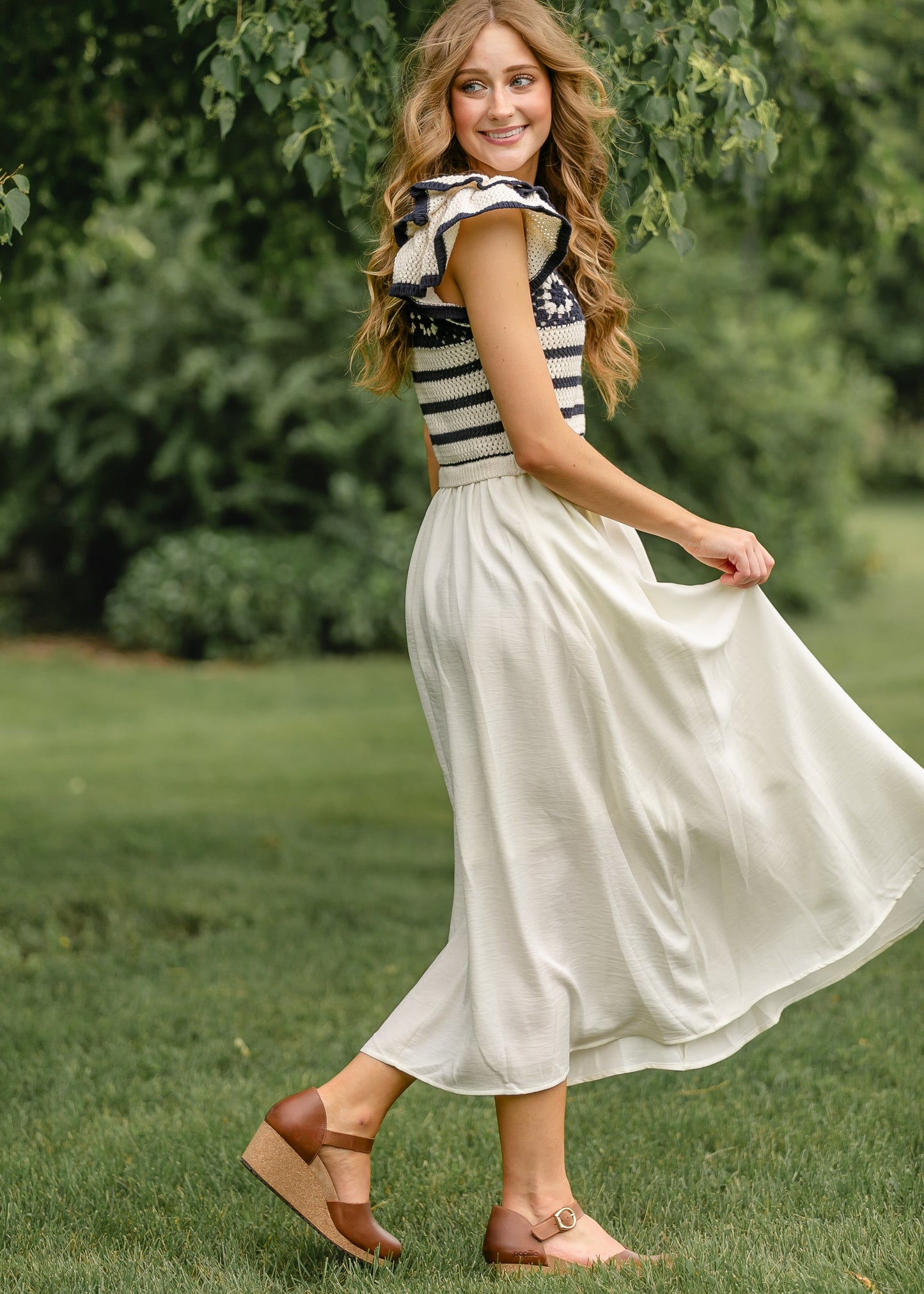 Crochet Short Sleeve Midi Dress