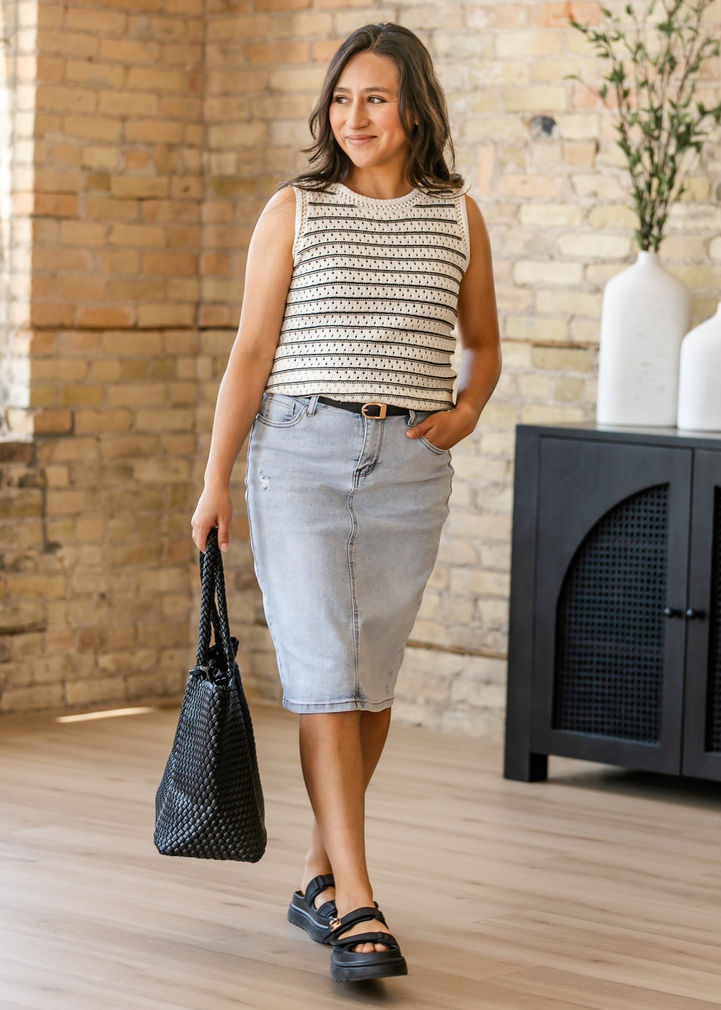Crochet Striped Sweater Tank Top - FINAL SALE