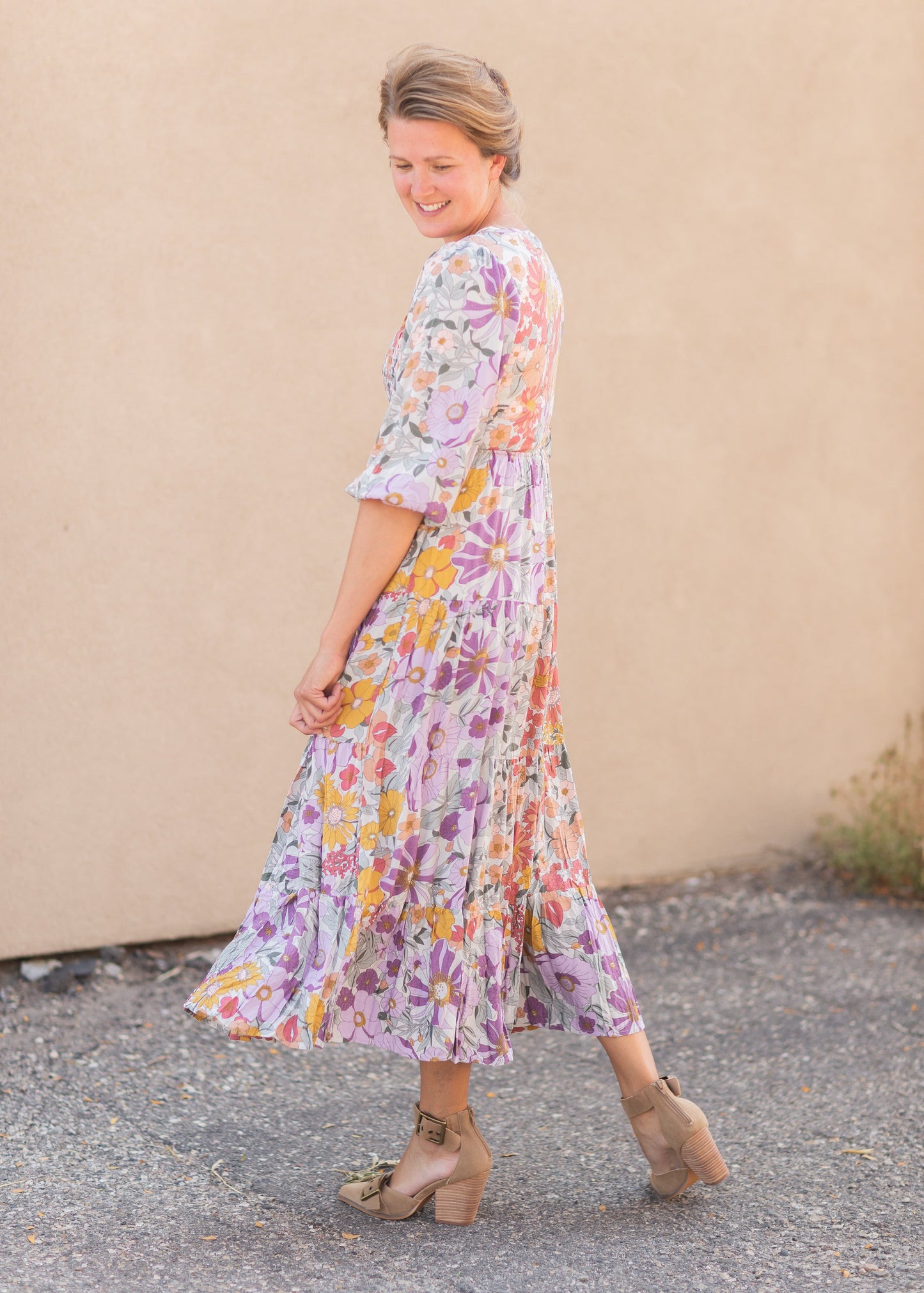 Crossover Smocked Bodice Floral Print Maxi Dress - FINAL SALE