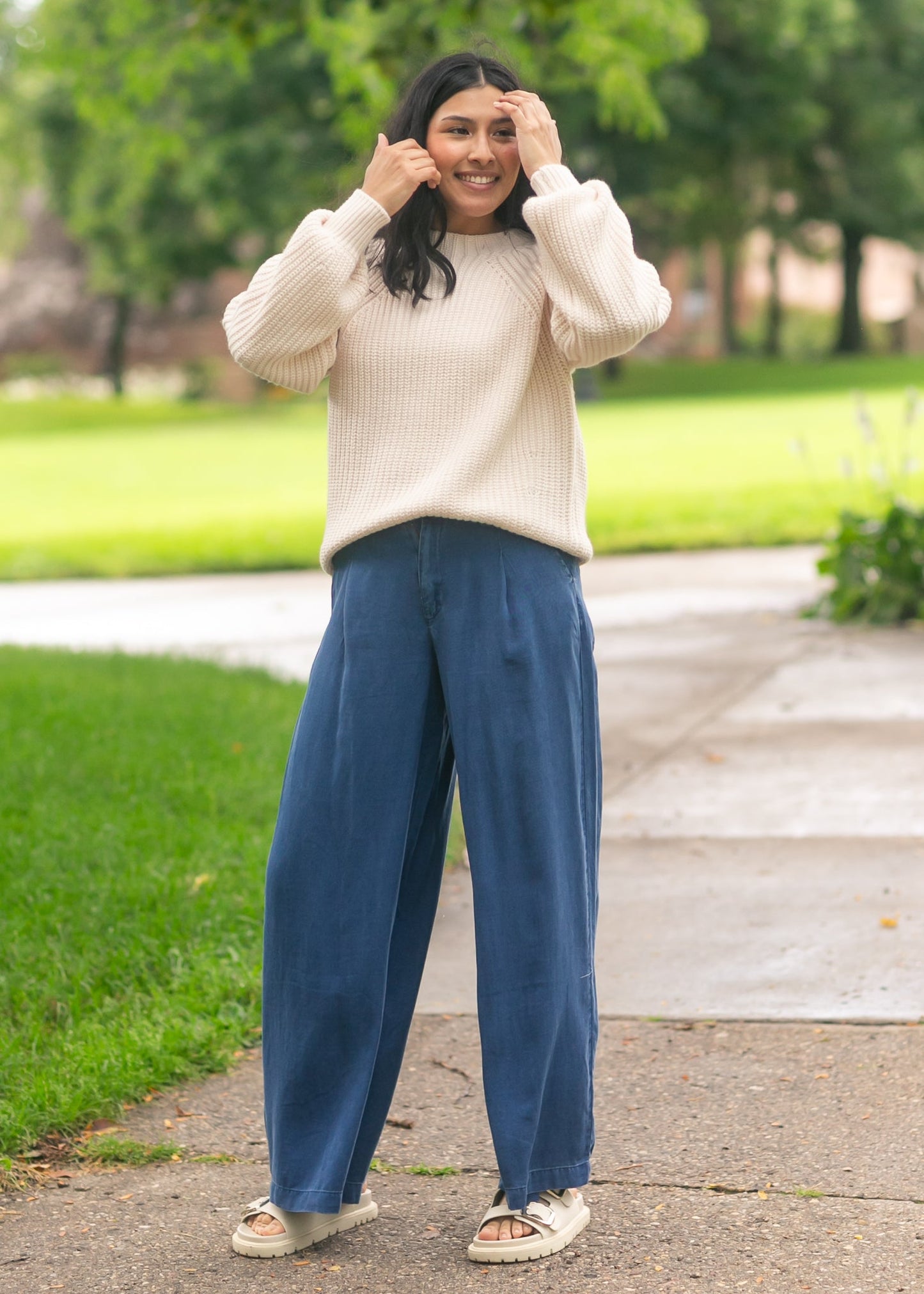 Dark Chambray Wide Leg Pants - FINAL SALE