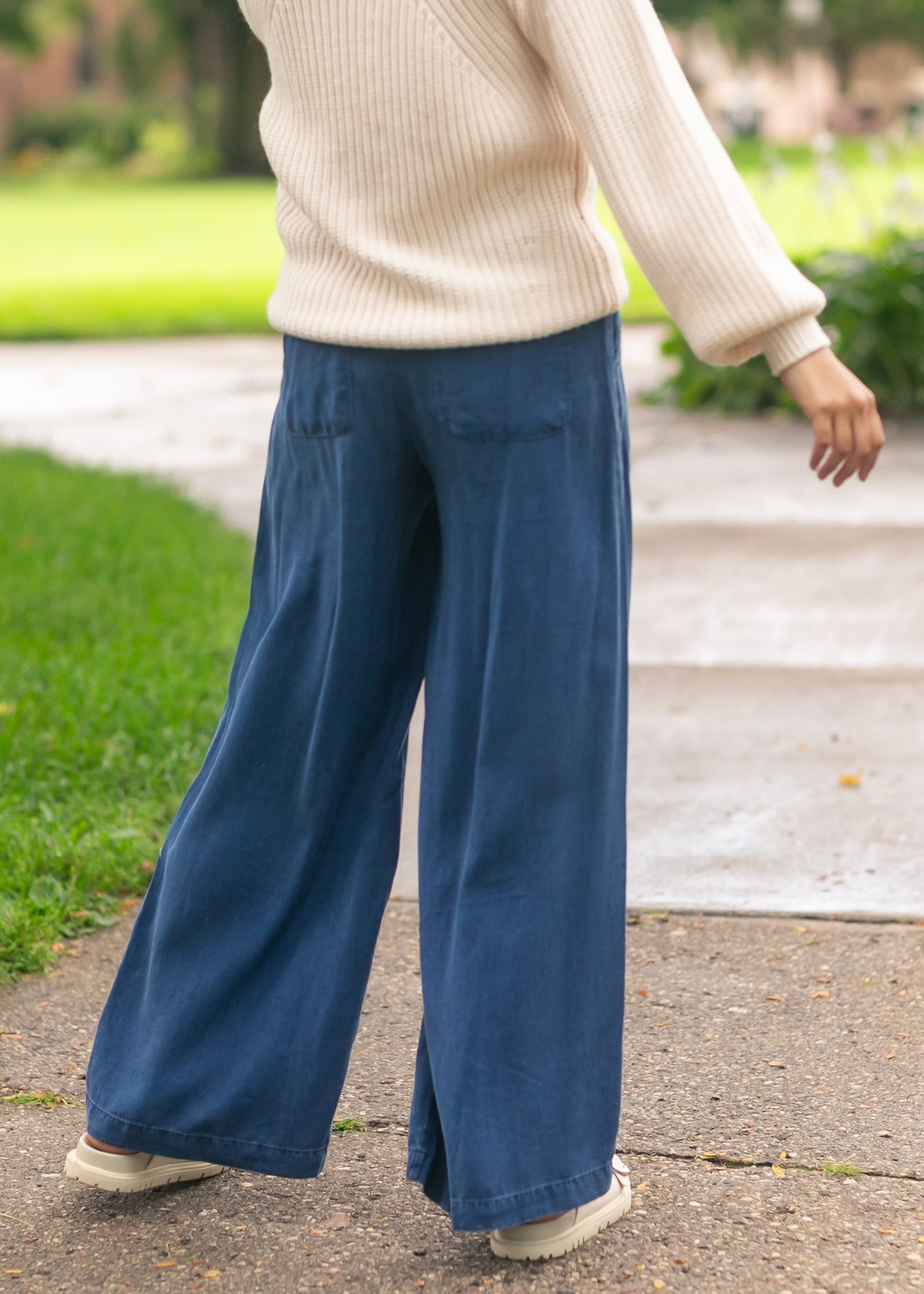 Dark Chambray Wide Leg Pants - FINAL SALE