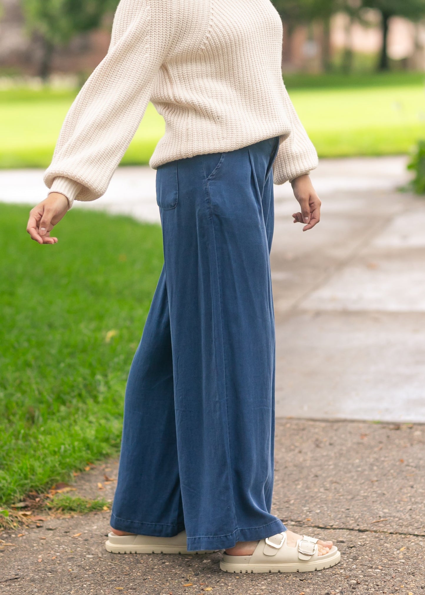 Dark Chambray Wide Leg Pants - FINAL SALE