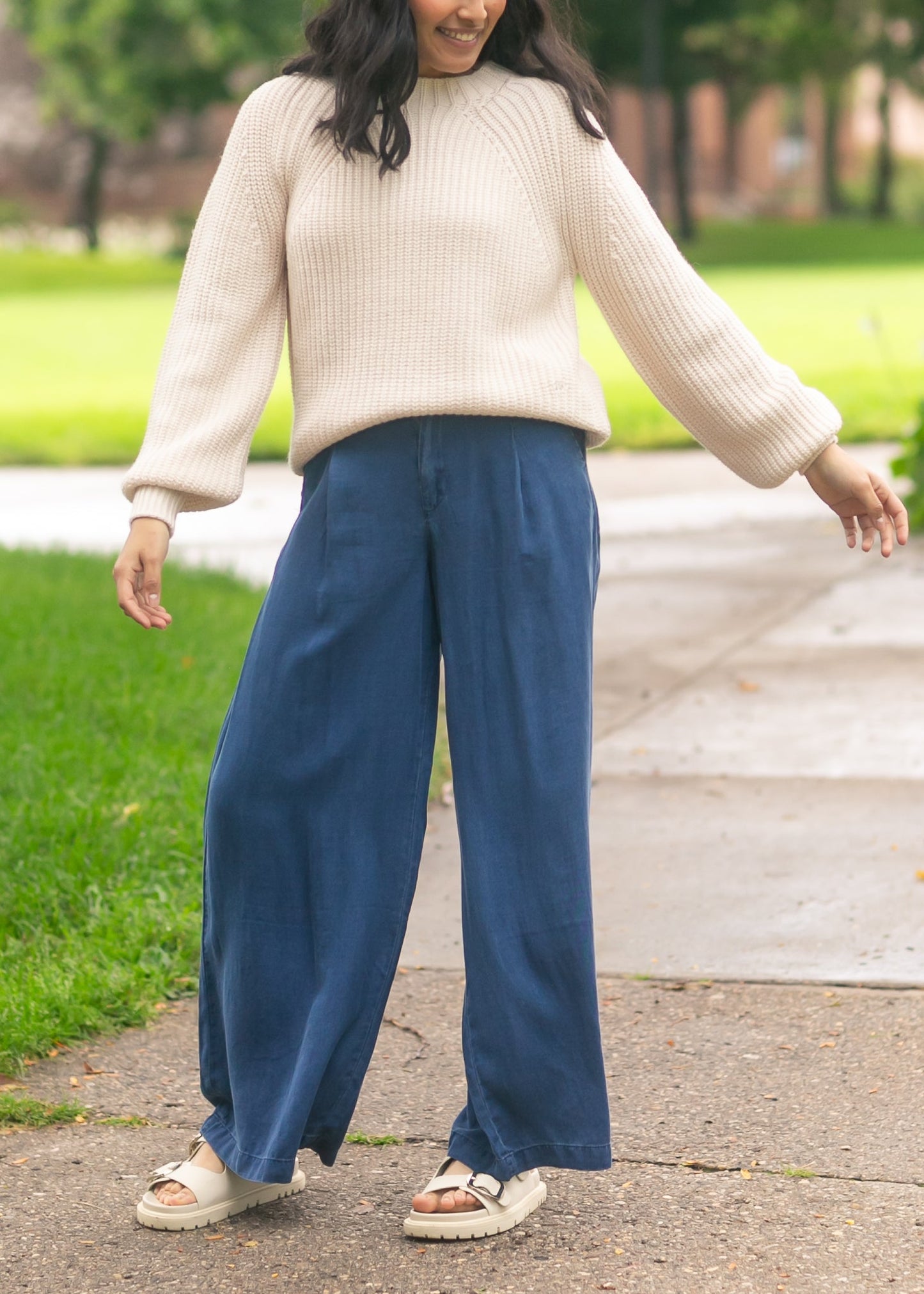 Dark Chambray Wide Leg Pants - FINAL SALE
