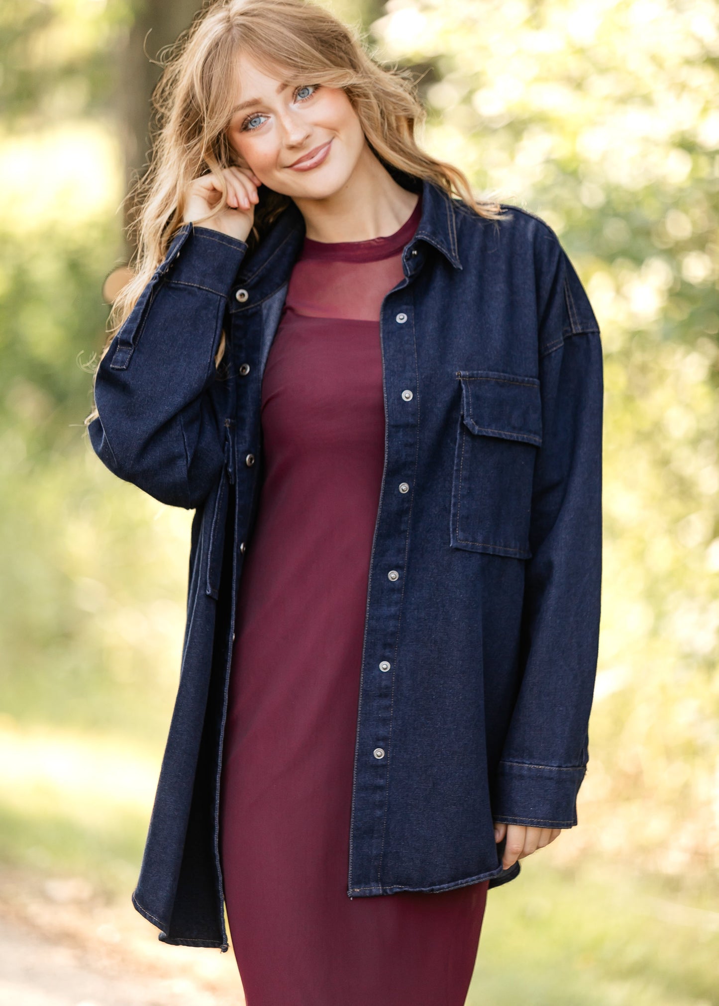 Dark Denim Button Up Top - FINAL SALE