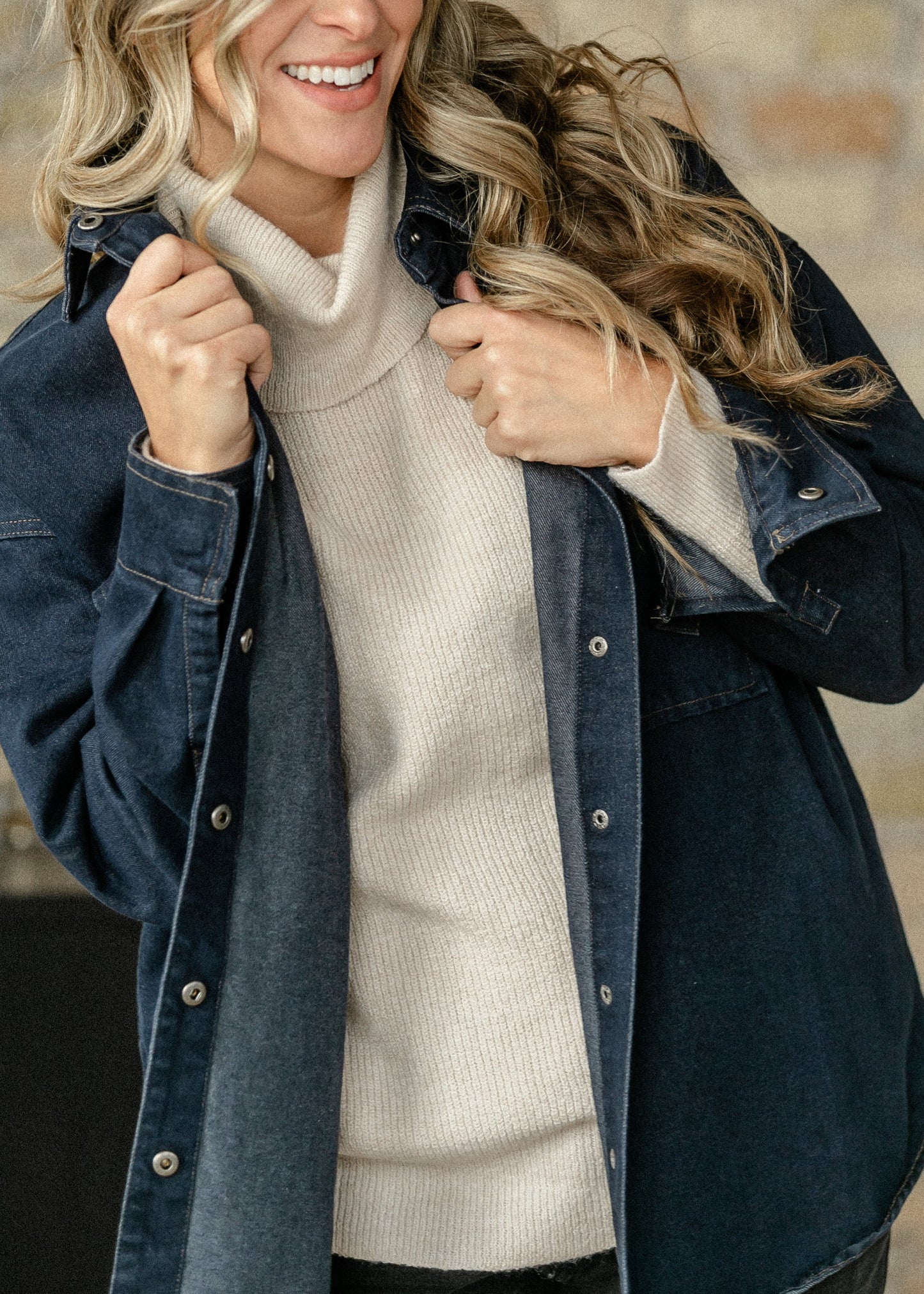 Dark Denim Button Up Top - FINAL SALE