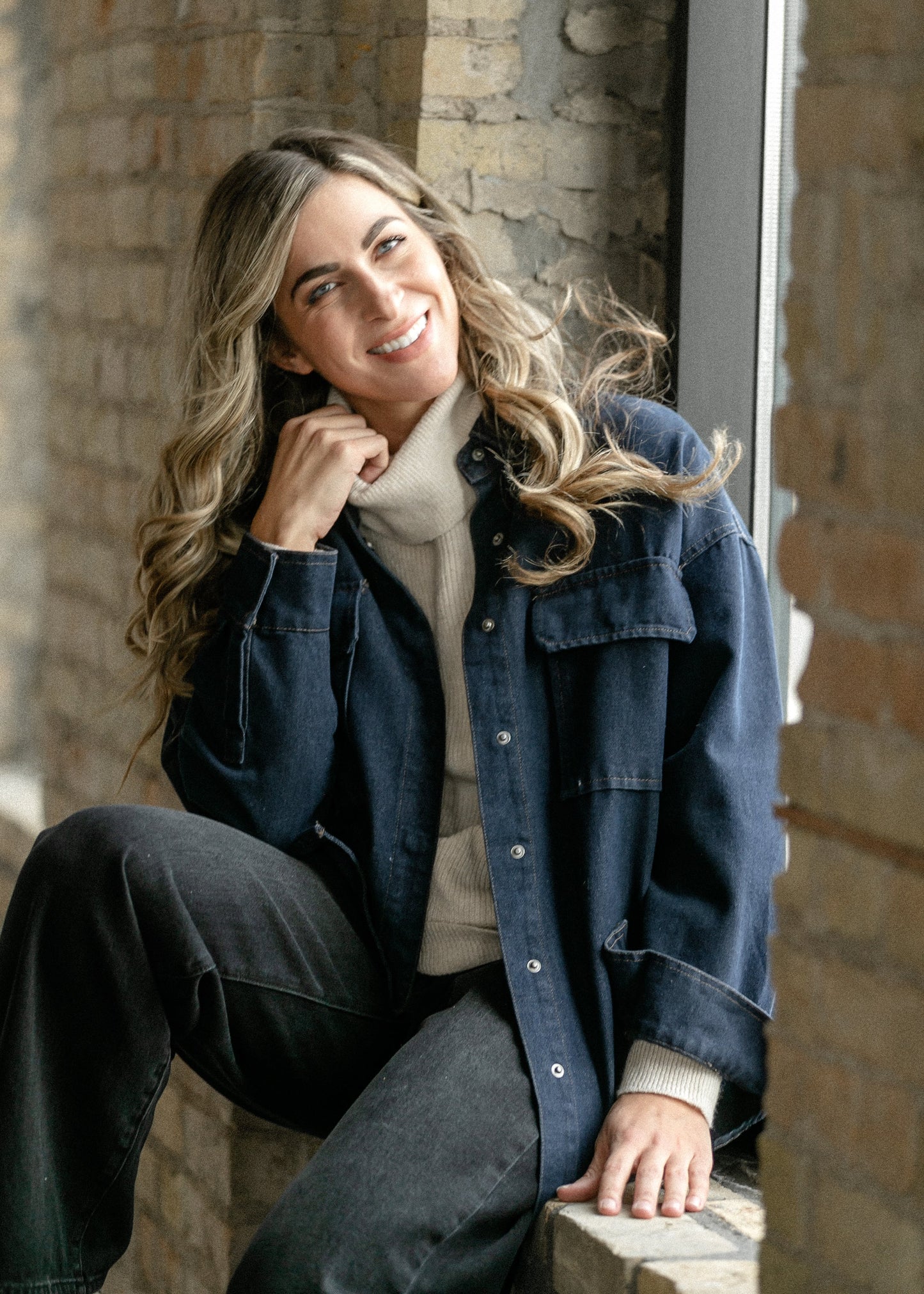 Dark Denim Button Up Top - FINAL SALE