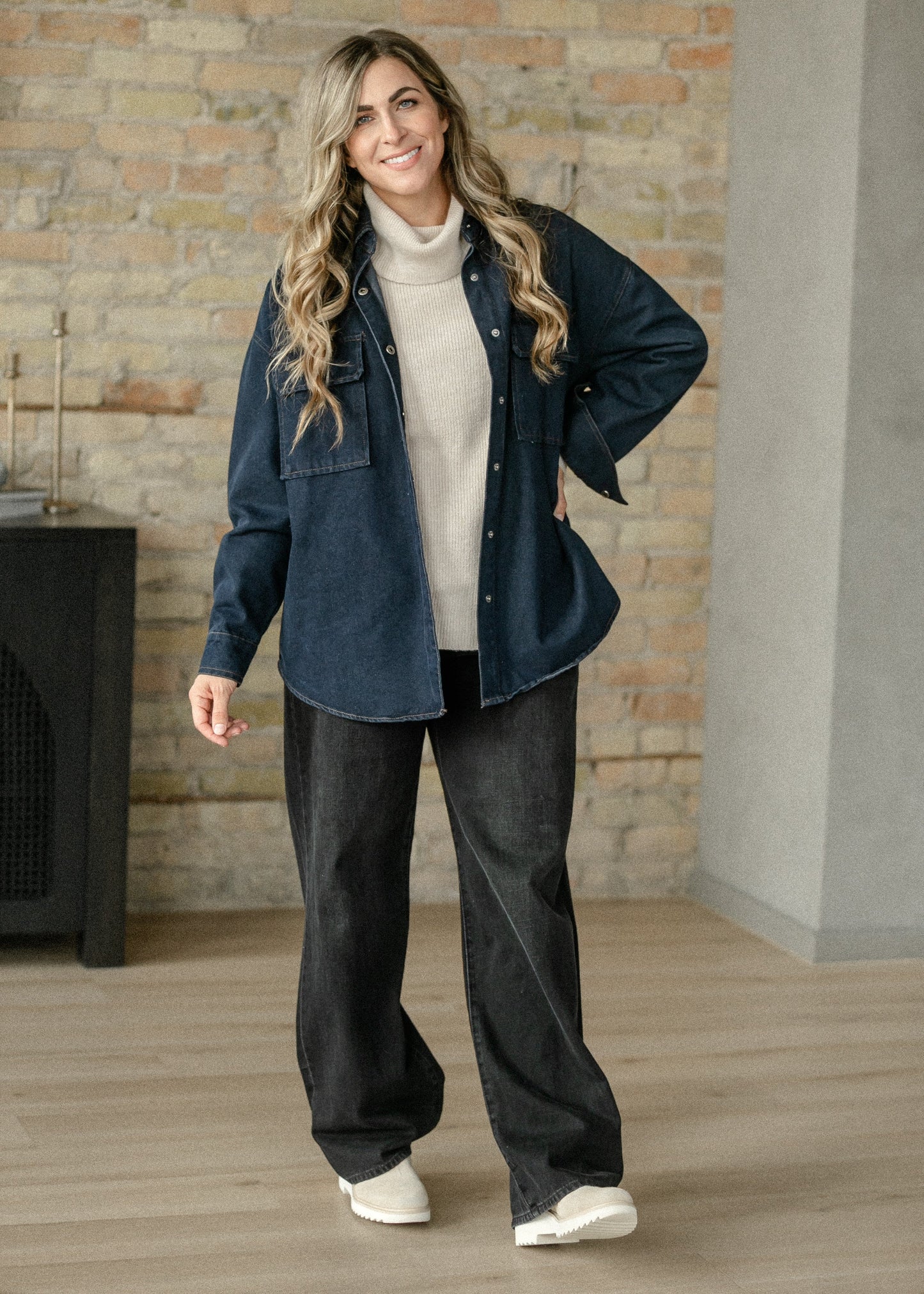 Dark Denim Button Up Top - FINAL SALE