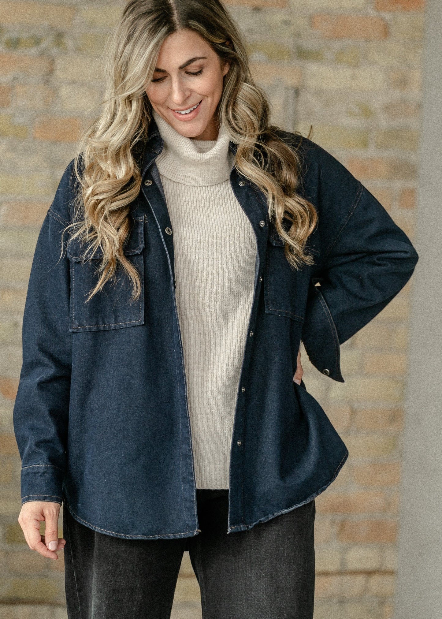 Dark Denim Button Up Top - FINAL SALE