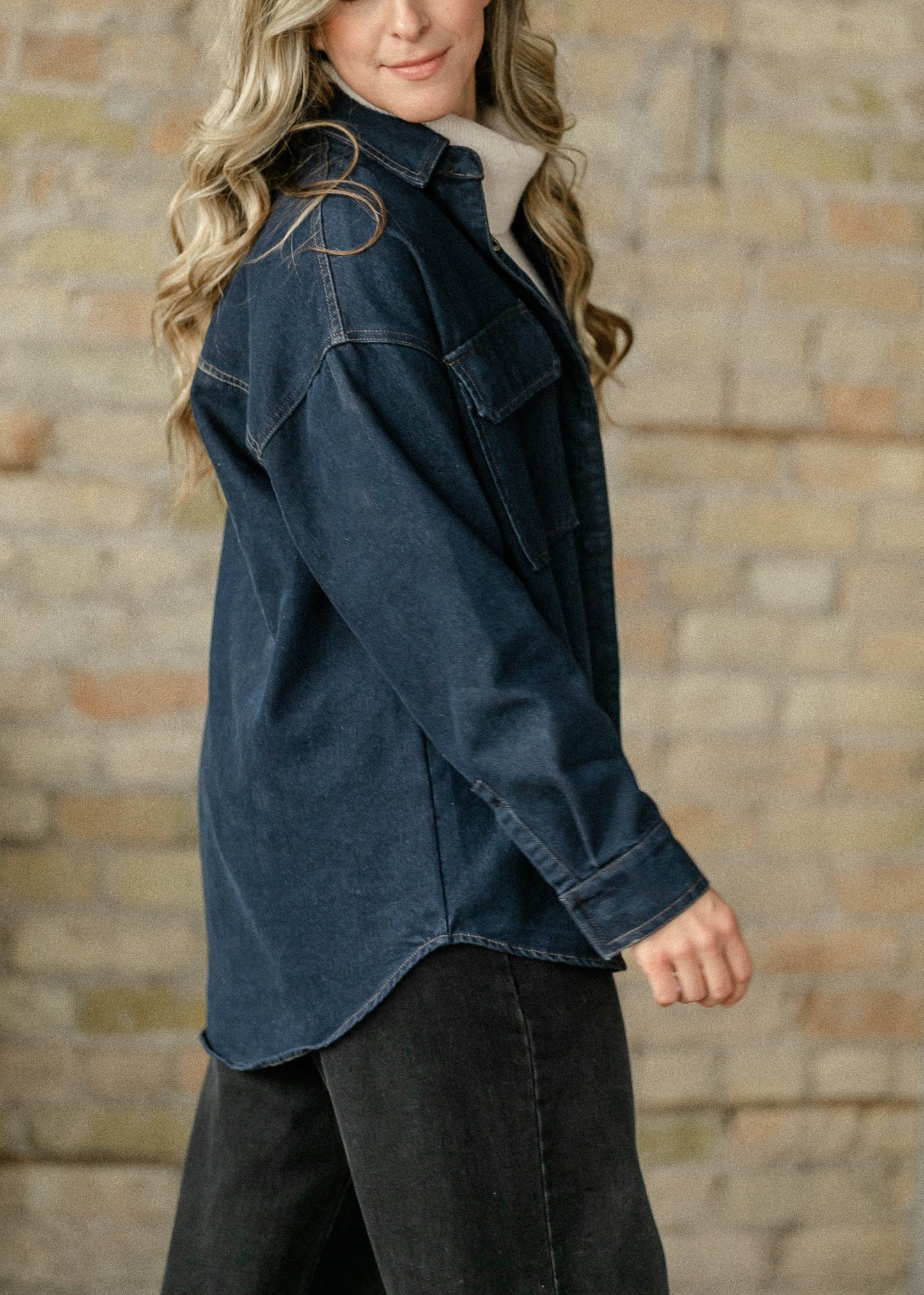 Dark Denim Button Up Top - FINAL SALE