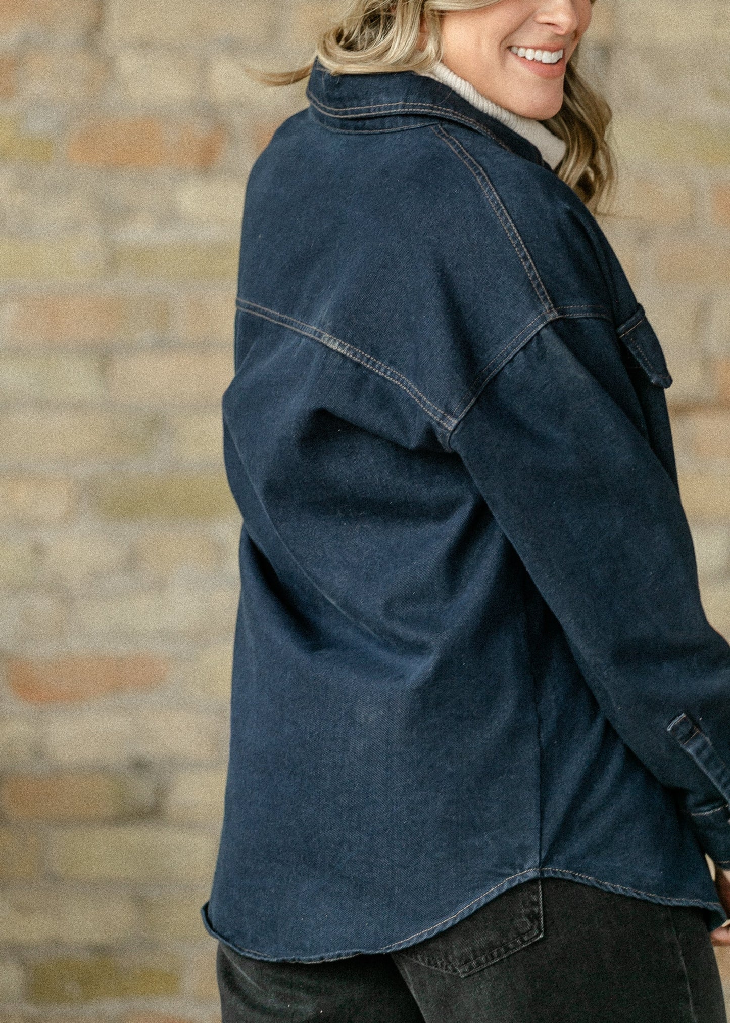 Dark Denim Button Up Top - FINAL SALE
