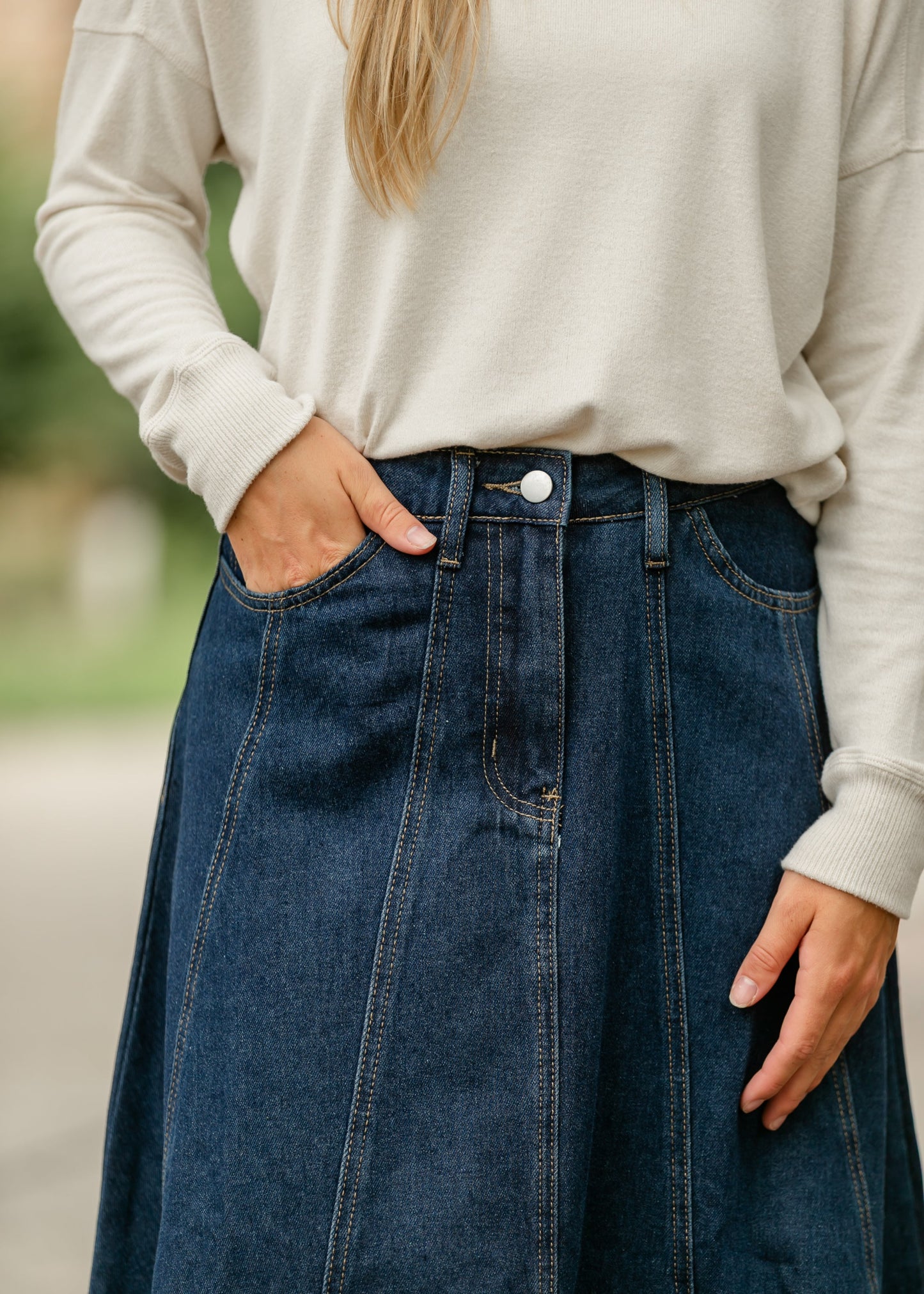 Denim A-line Maxi Skirt