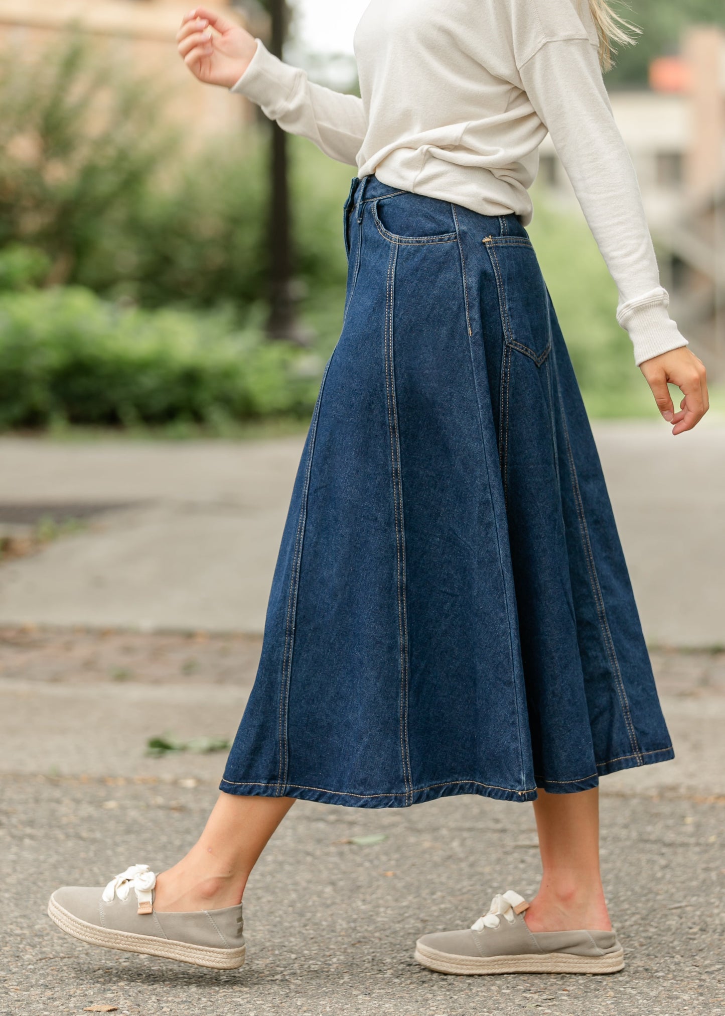 Denim A-line Maxi Skirt