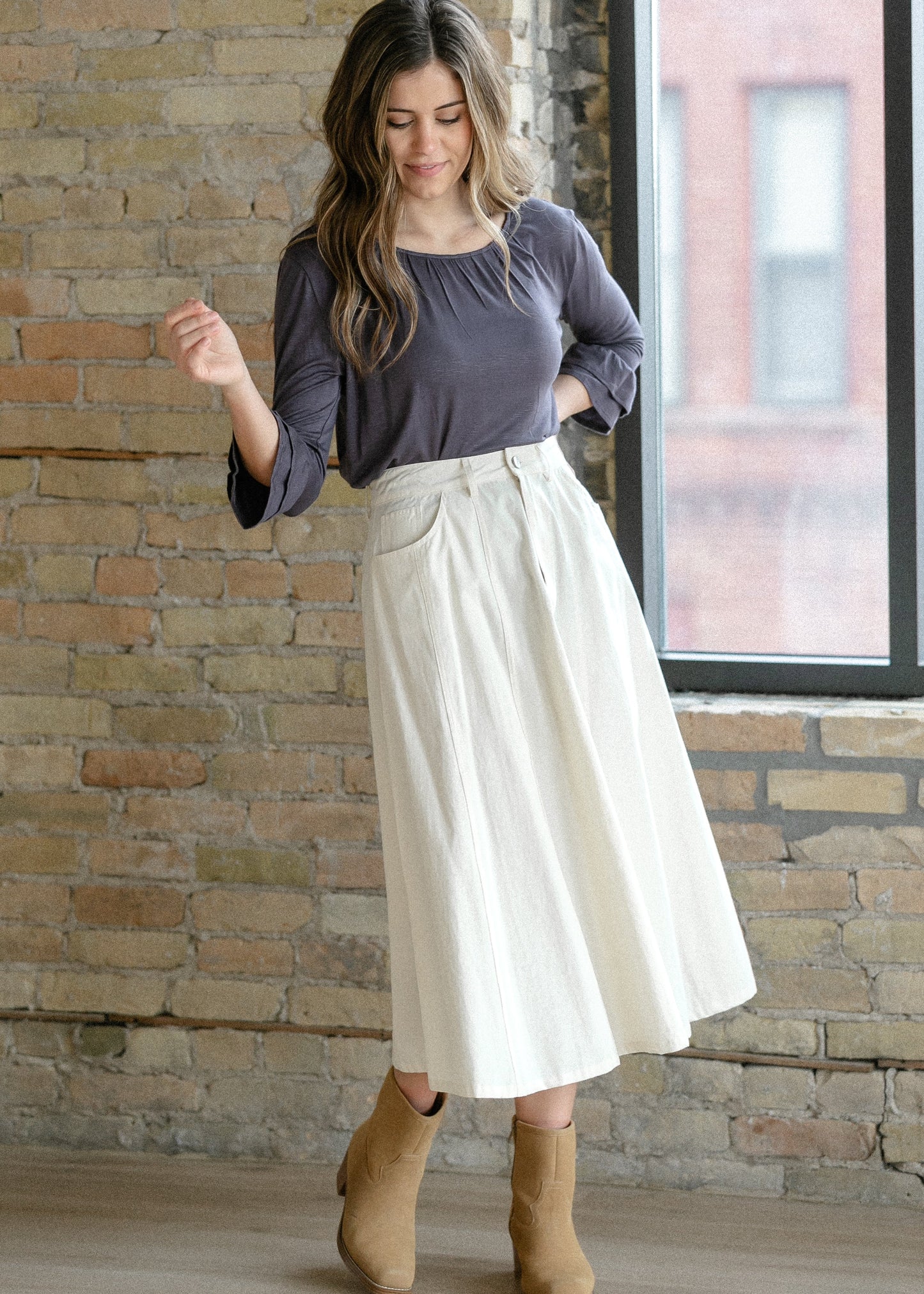Denim A-line Maxi Skirt