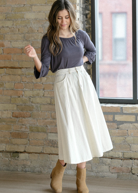 Denim A-line Maxi Skirt