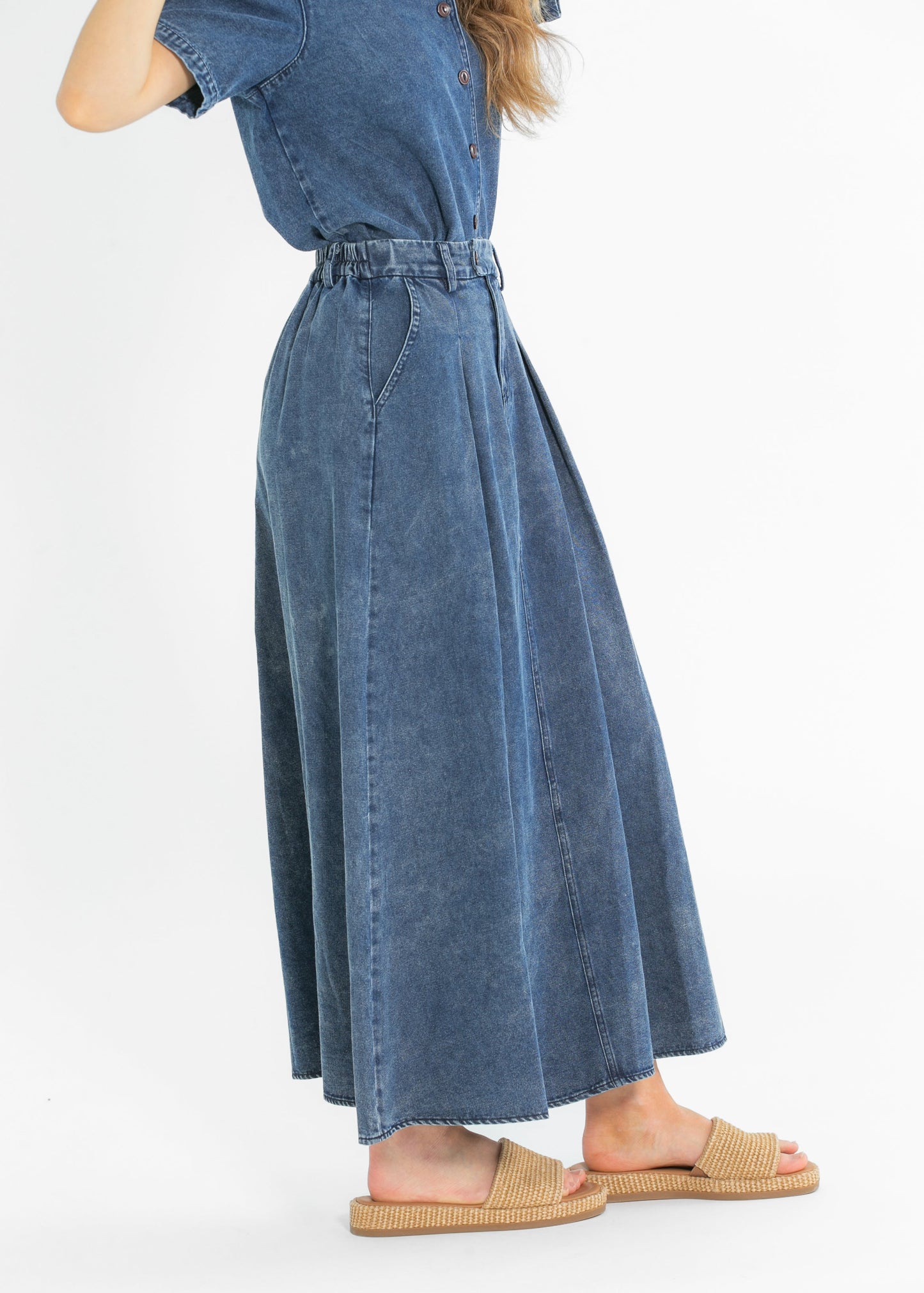 Denim Full A-line Maxi Skirt - FINAL SALE