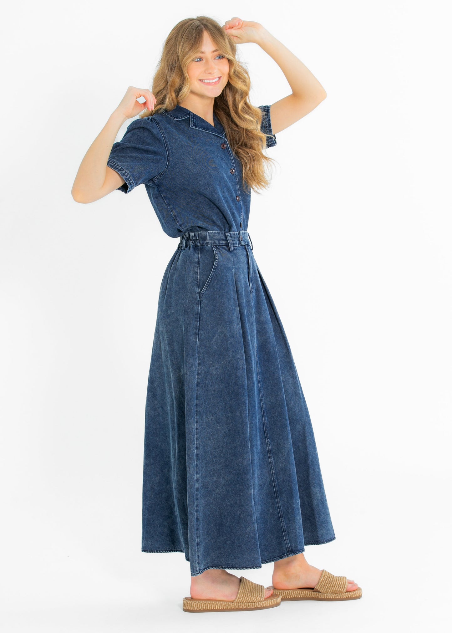 Denim Full A-line Maxi Skirt - FINAL SALE