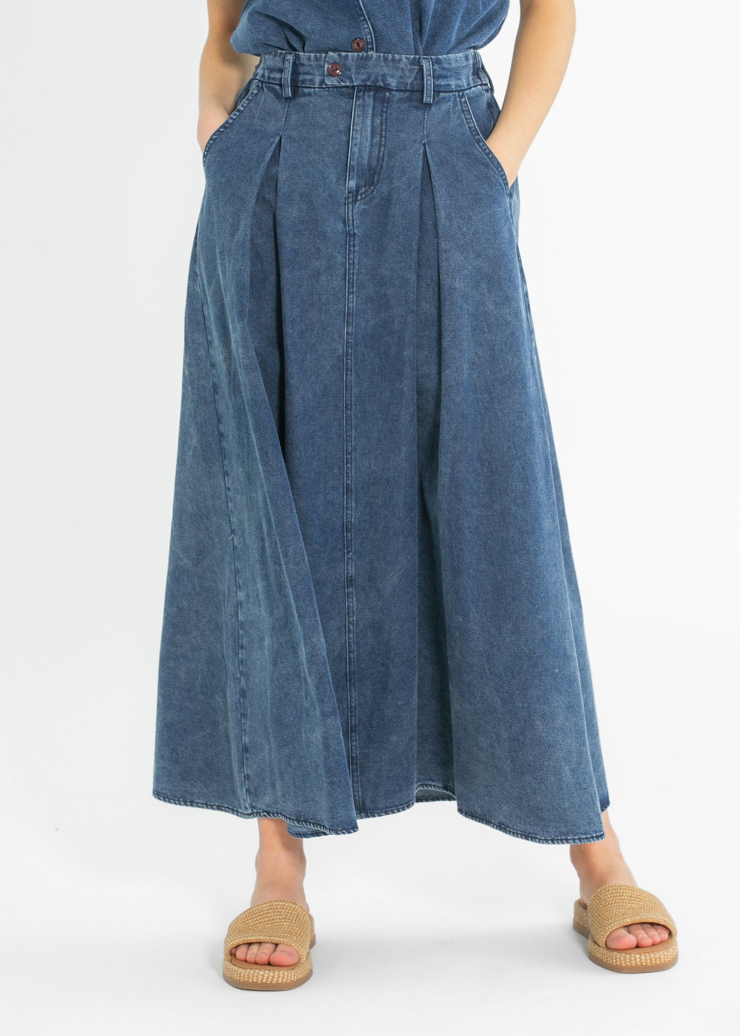 Denim Full A-line Maxi Skirt - FINAL SALE