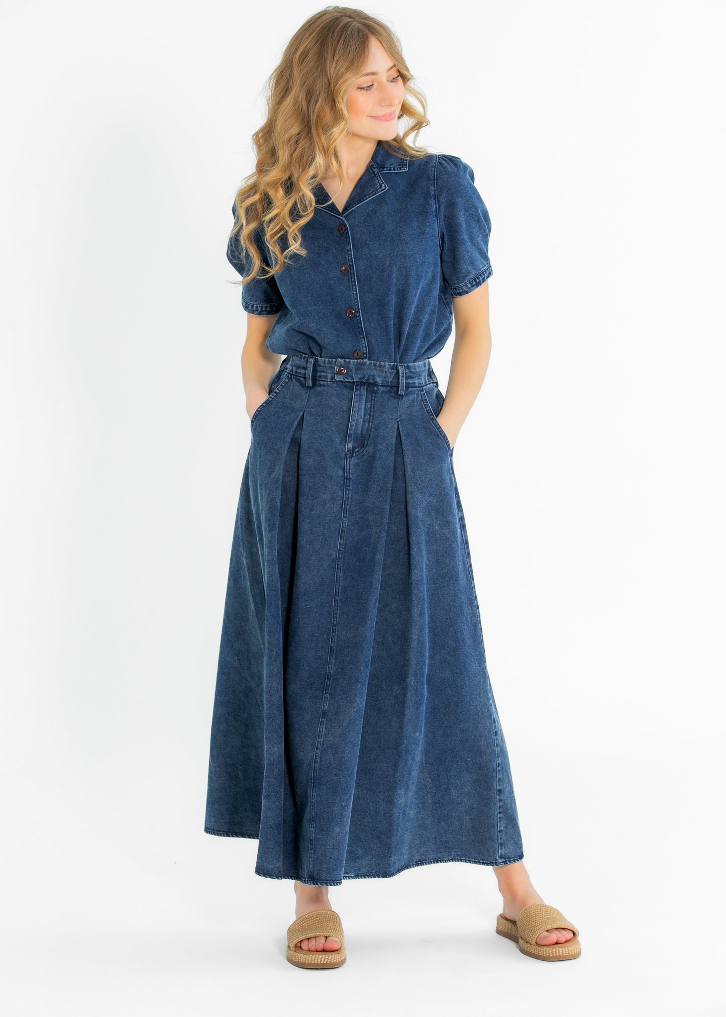 Denim Full A-line Maxi Skirt - FINAL SALE