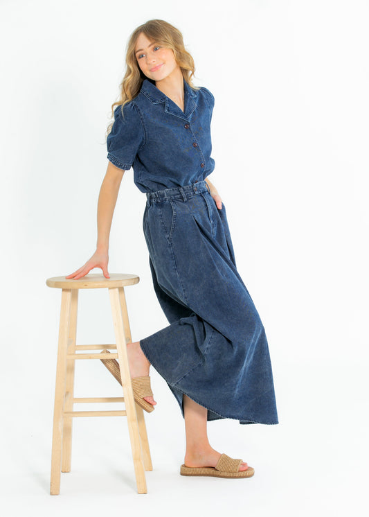 Denim Full A-line Maxi Skirt - FINAL SALE